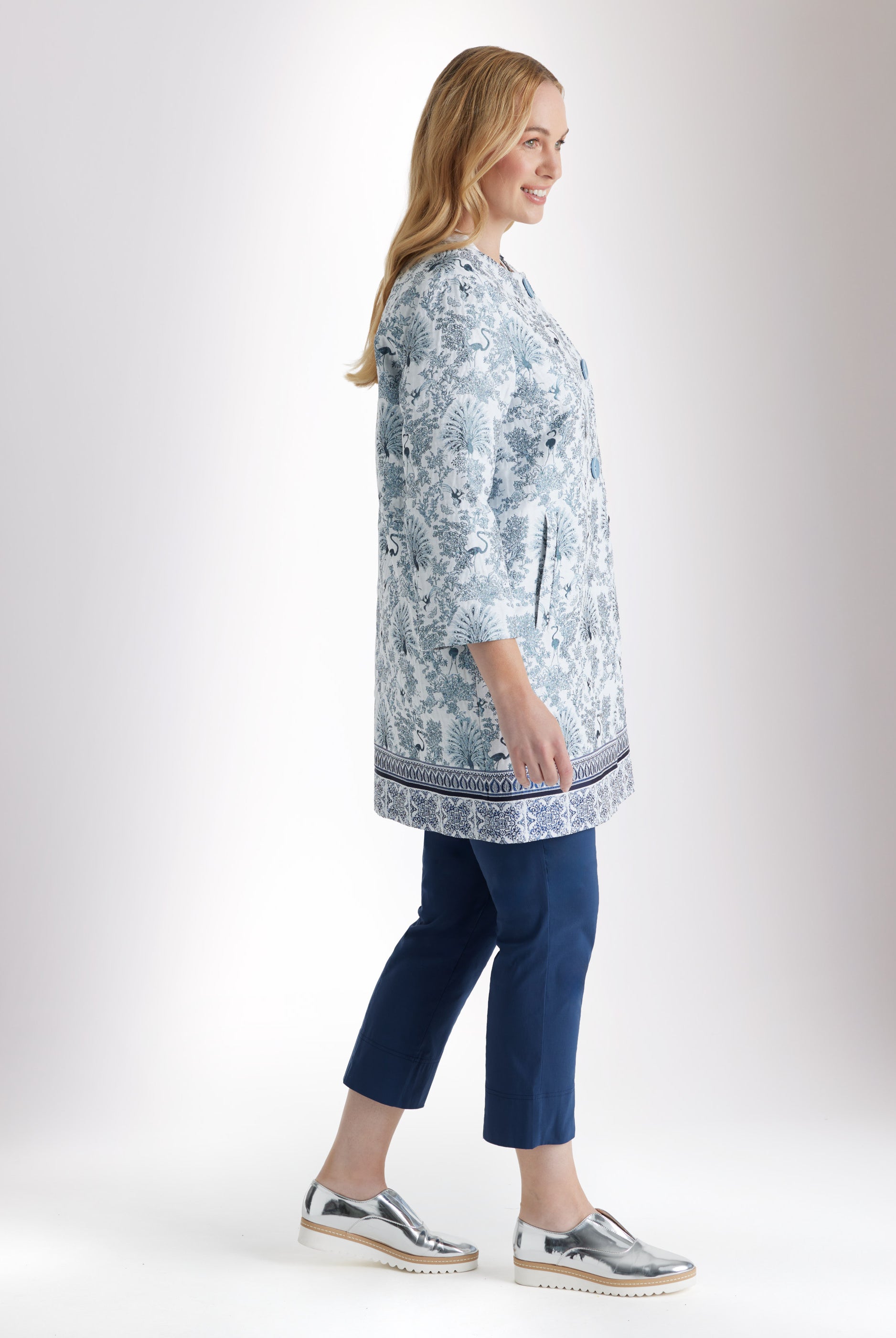 Gerade Longjacke EQUARDI in Jacquard aus Baumwollmix - FOX'S - Fashion