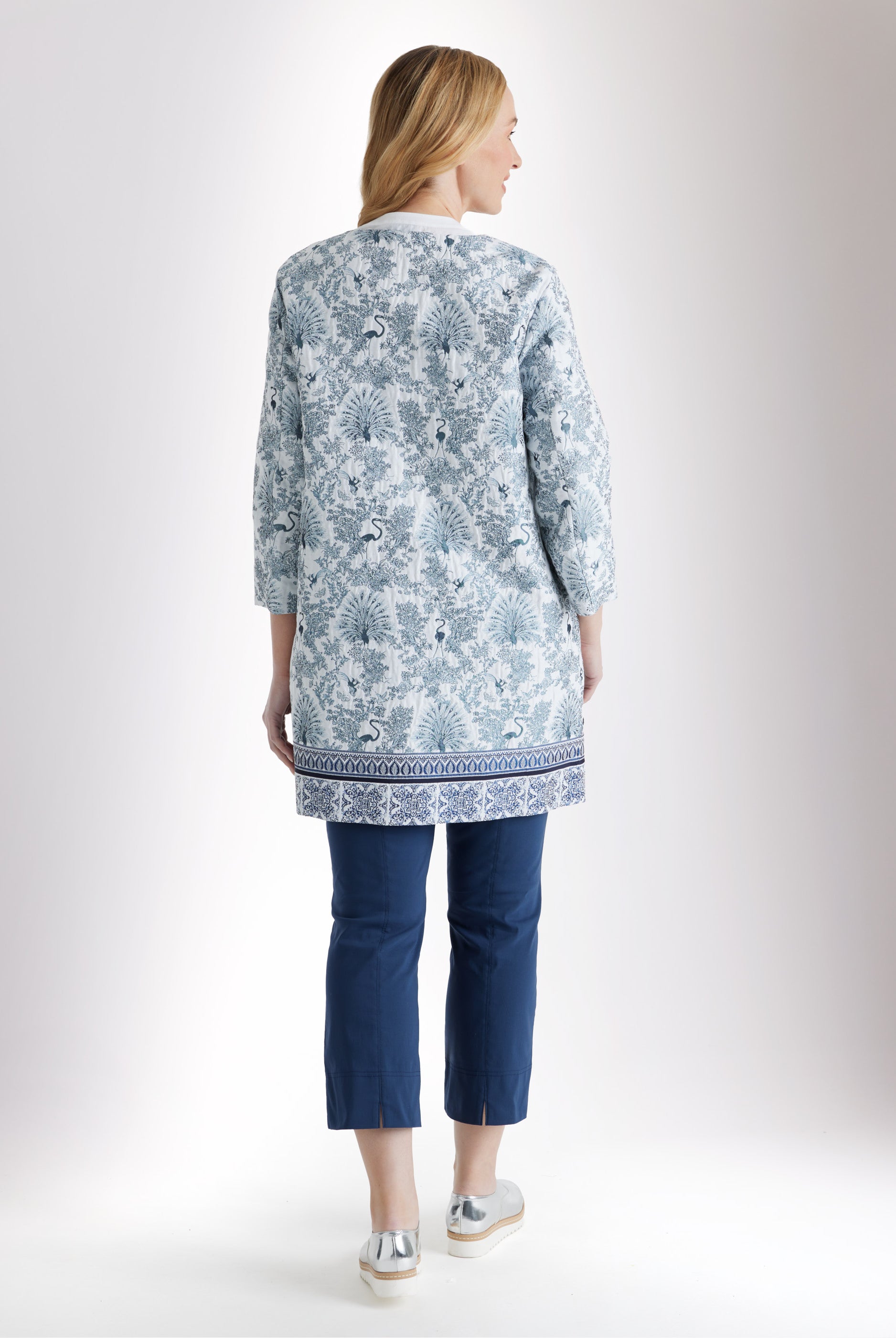 Gerade Longjacke EQUARDI in Jacquard aus Baumwollmix - FOX'S - Fashion