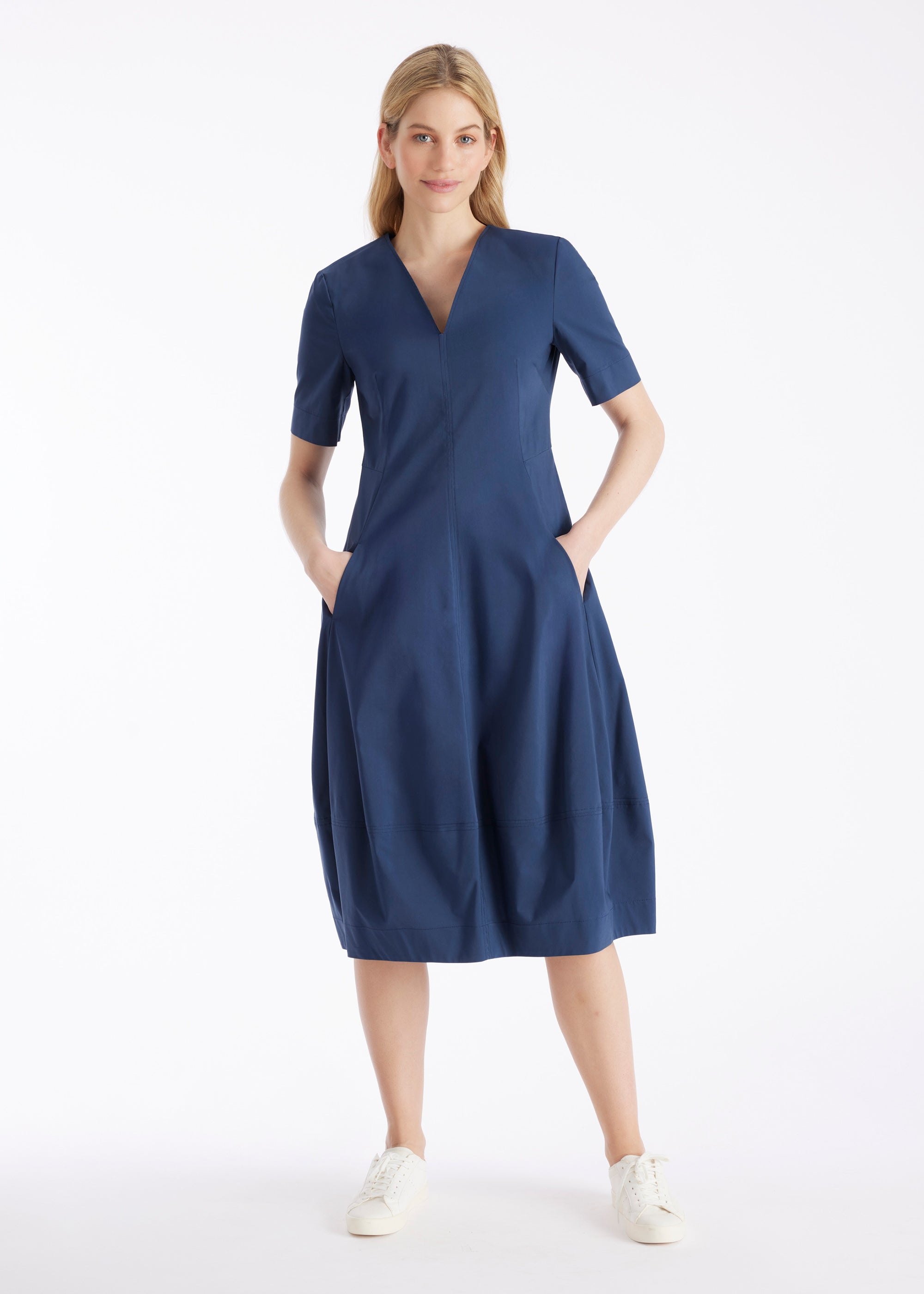 Buy KYROBO balloon dress with V-neck and short sleeves