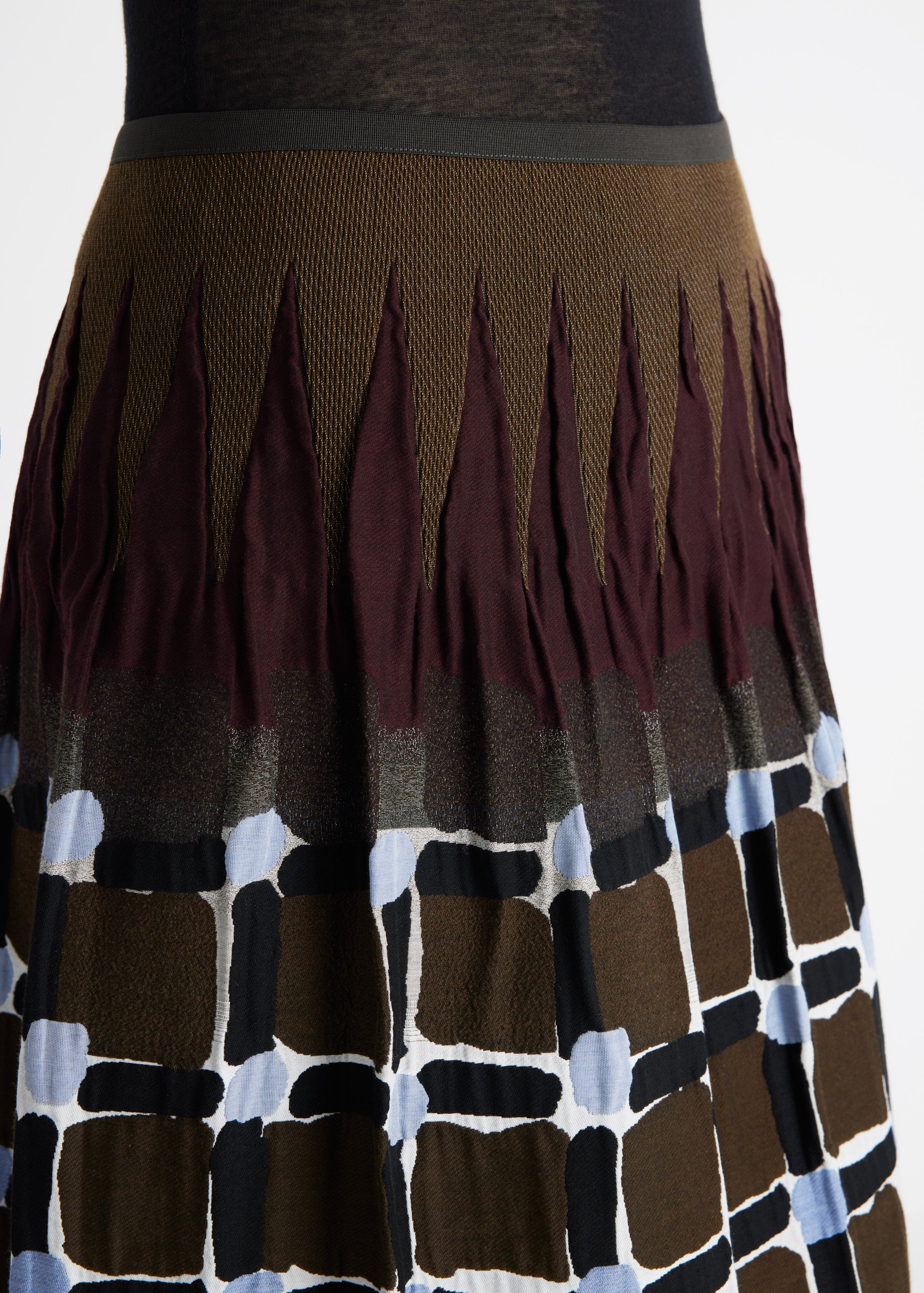 One Size Rock LONGERO-W in Midi-Länge mit Gummibund und Muster in Dunkelbraun
