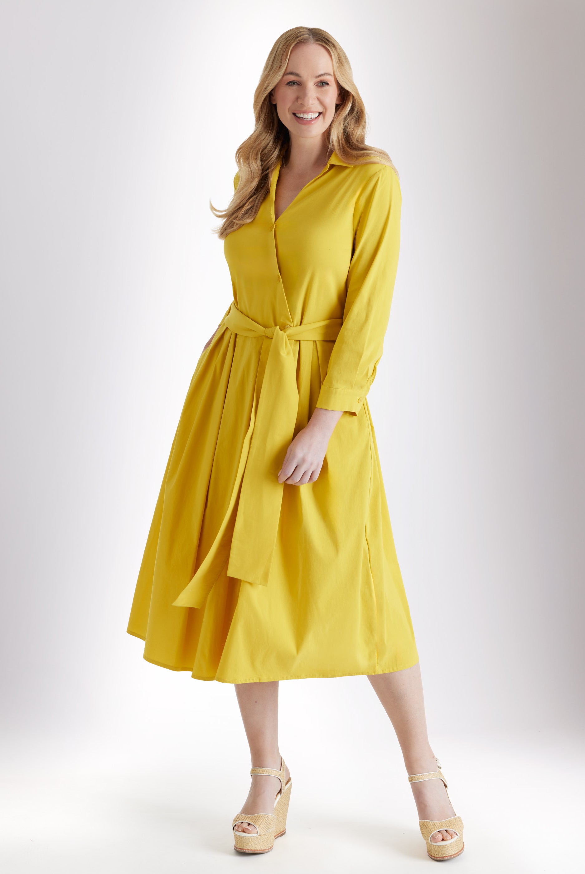 Tailliertes Hemdblusenkleid MYLADJA aus Baumwollmix mit Stretch - FOX'S - Fashion