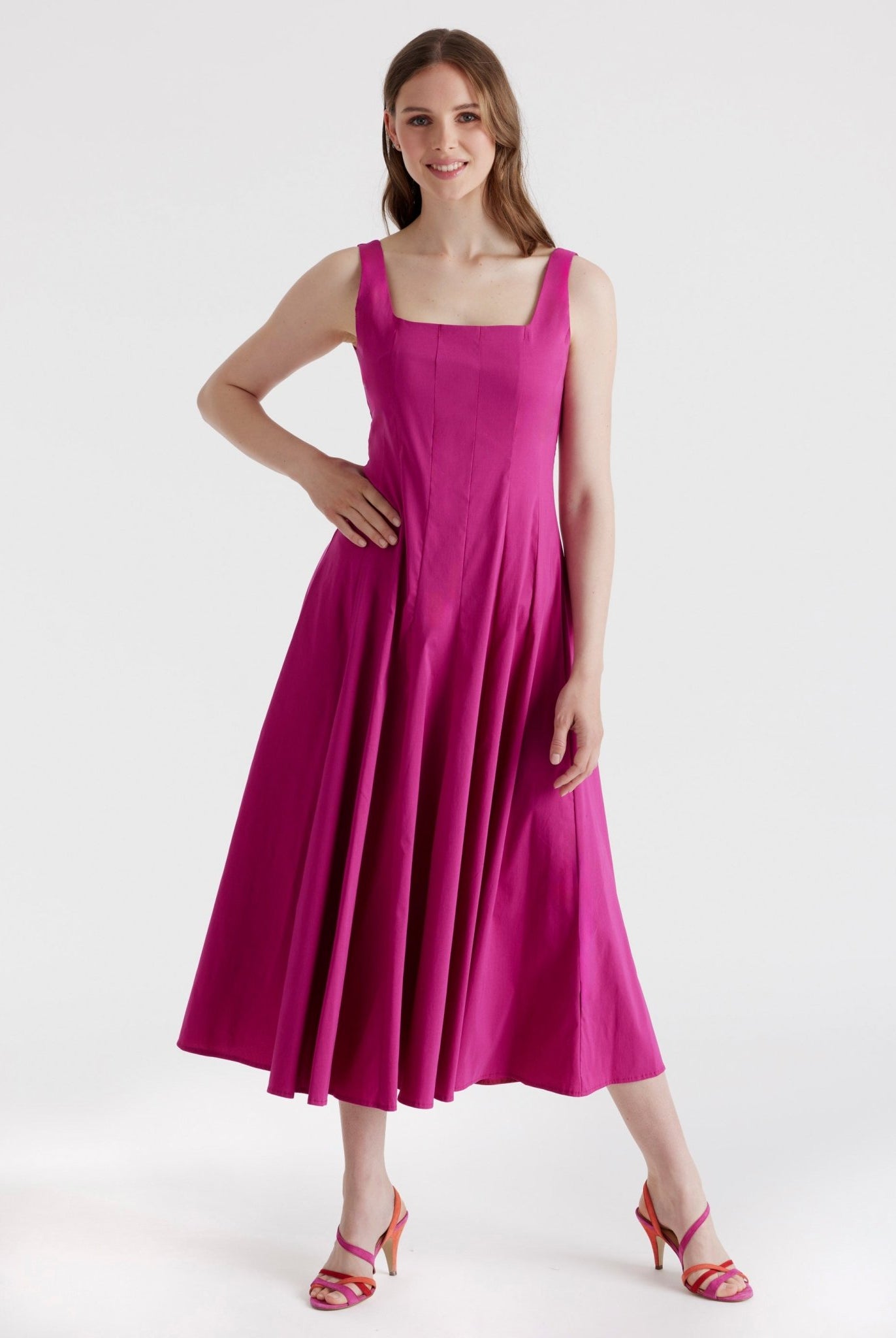 Ausgestelltes Midi - Kleid MYASHI aus Baumwollmix mit Stretch - FOX'S - Fashion