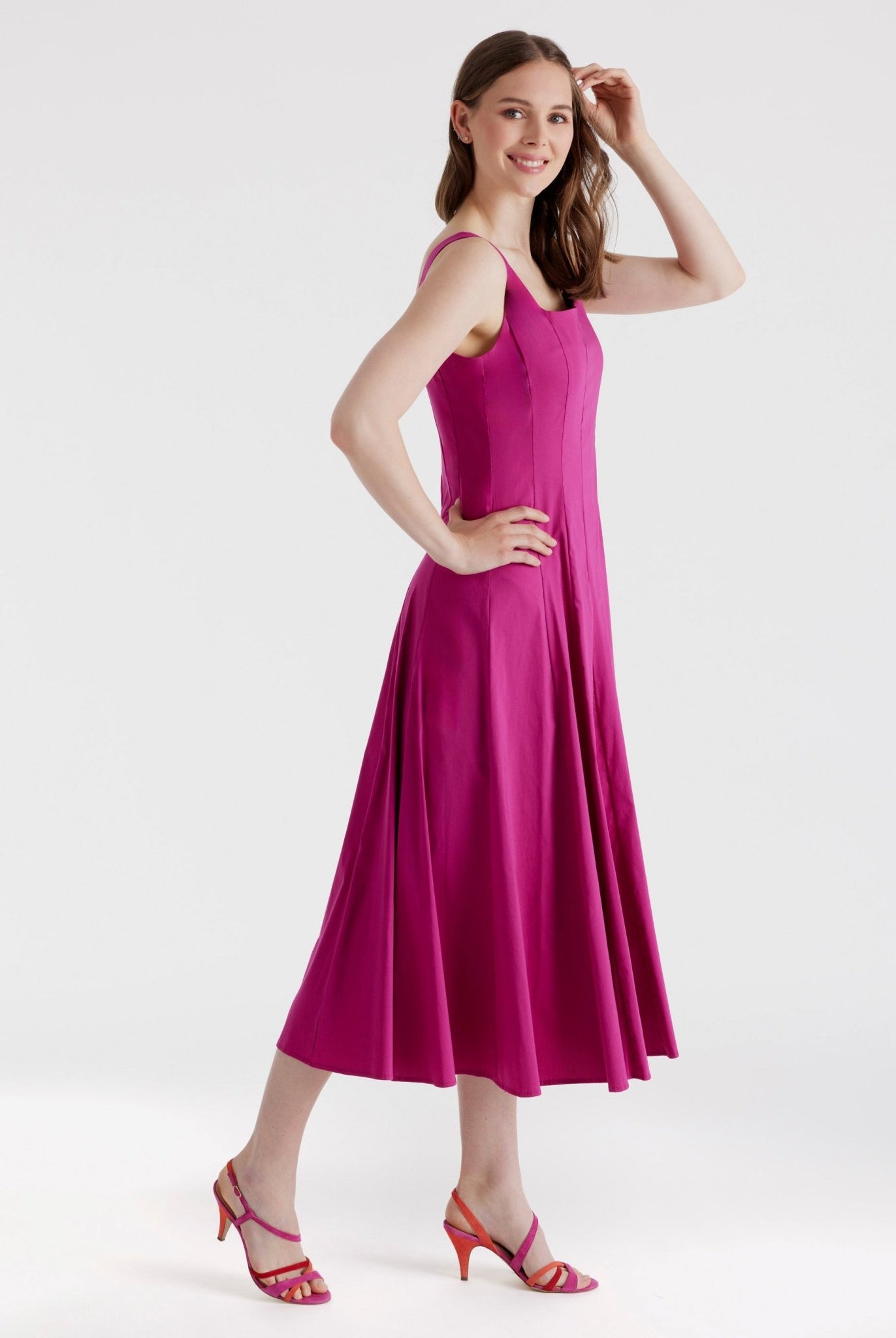 Ausgestelltes Midi - Kleid MYASHI aus Baumwollmix mit Stretch - FOX'S - Fashion