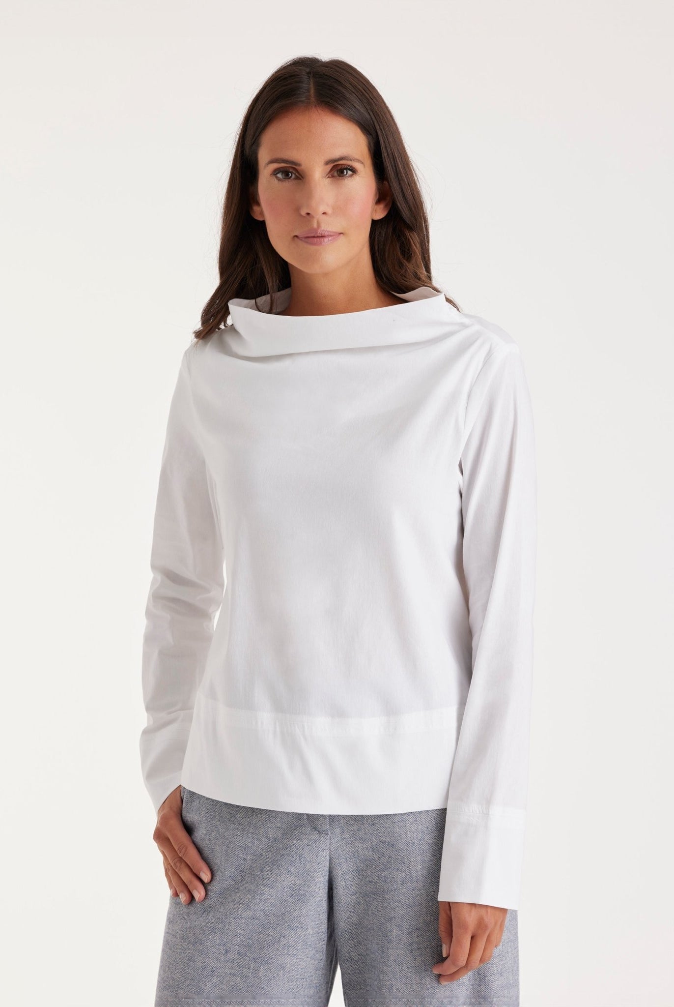 Bluse BARISCO mit Wasserfallkragen und langem Arm - FOX'S - Fashion