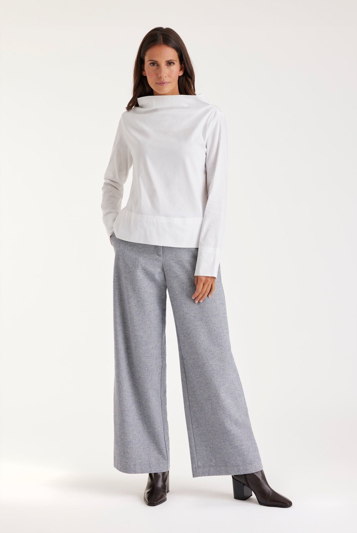 Bluse BARISCO mit Wasserfallkragen und langem Arm - FOX'S - Fashion