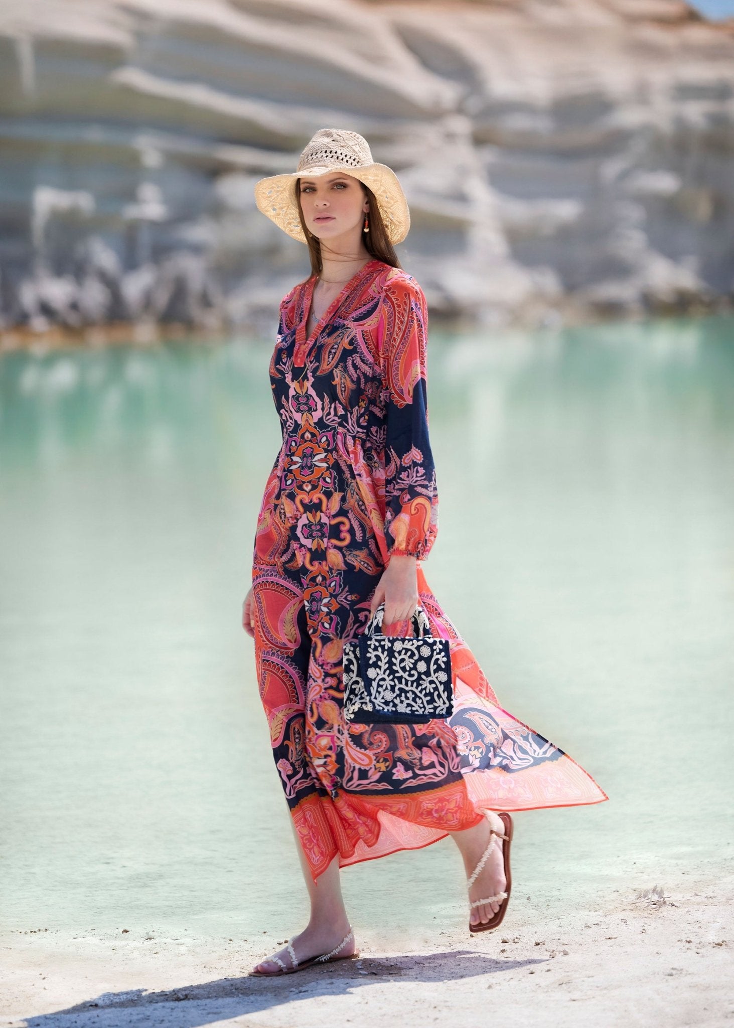 Coming Soon! Langes, tailliertes Kleid YIJE aus 100 % Baumwolle - FOX'S - Fashion