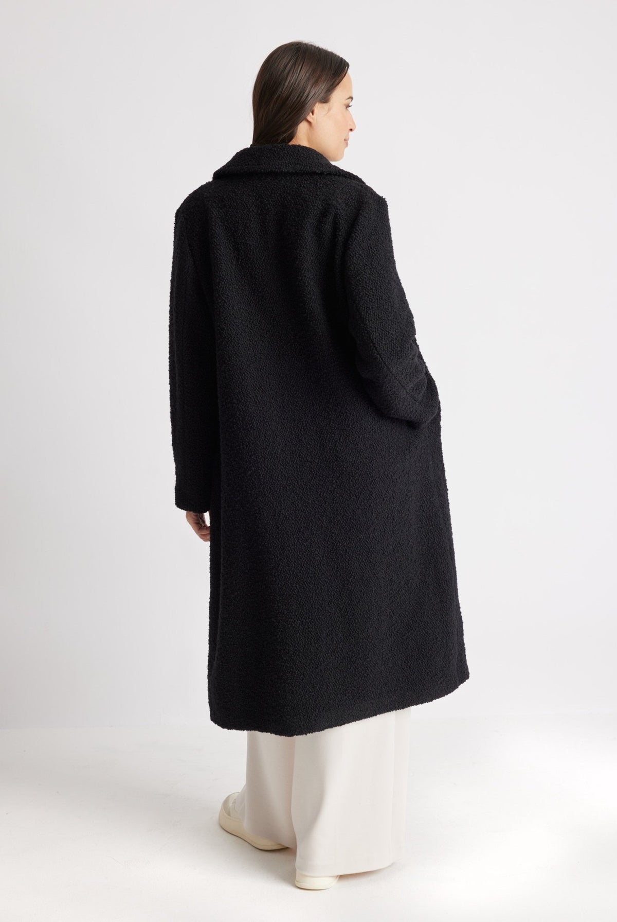 Gerader Mantel OPRINO aus Schurwolle im Teddy-Look - FOX'S-Fashion