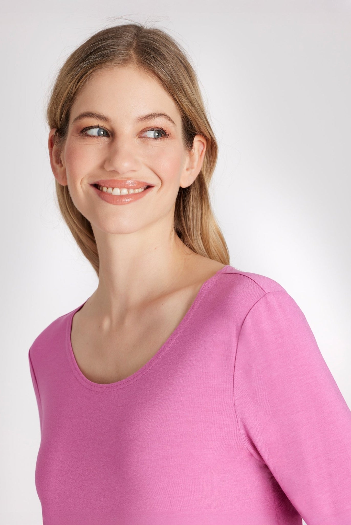 Gerades Shirt CEMONTA mit Rundhalsausschnitt und 3/4-Ärmeln in Pink