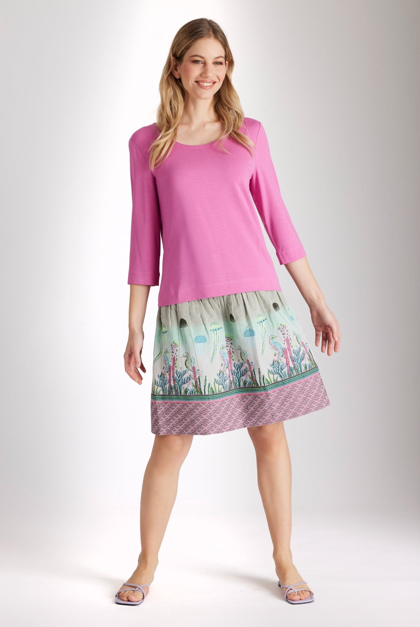 Gerades Shirt CEMONTA mit Rundhalsausschnitt und 3/4-Ärmeln in Pink