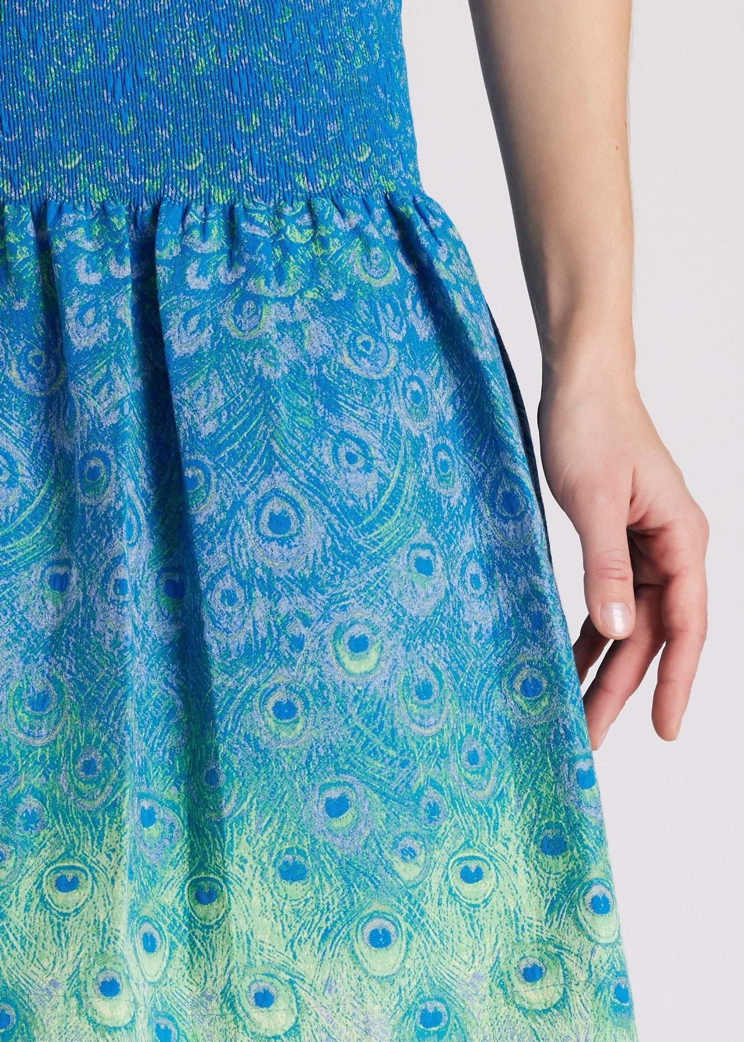 Kurzer One Size Rock LACROS-S mit Gummibund und Pfauenmuster in Blau