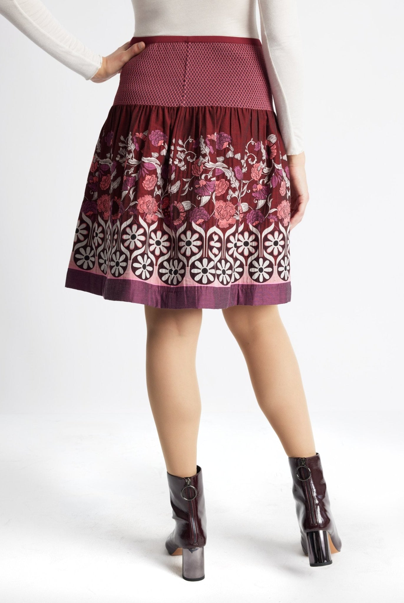 Kurzer One Size Rock LACROS-W mit Gummibund und Muster in Bordeaux