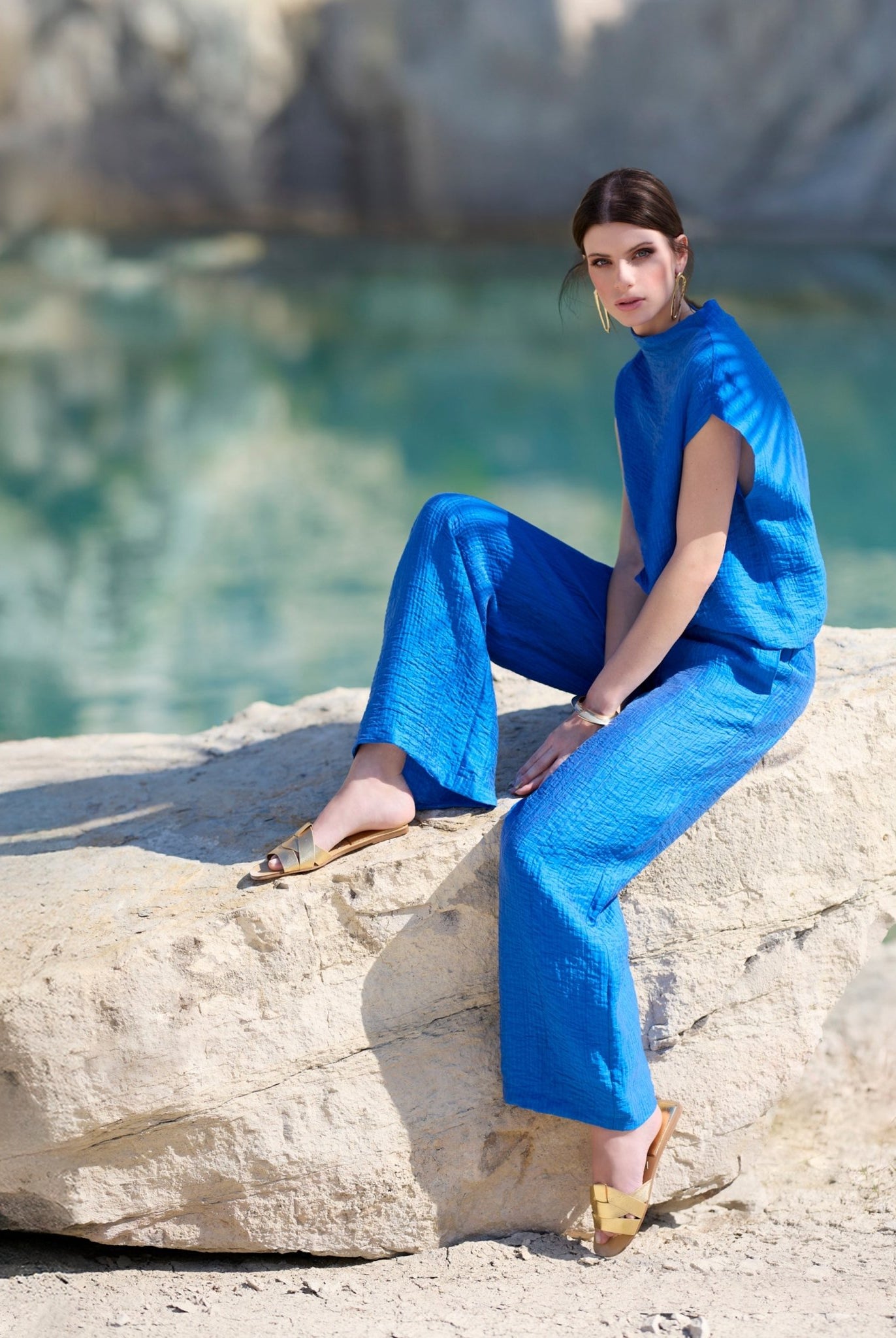 Lange Hose NAJUPI aus Viskose - Lyocell - Mix mit weitem Bein - FOX'S - Fashion