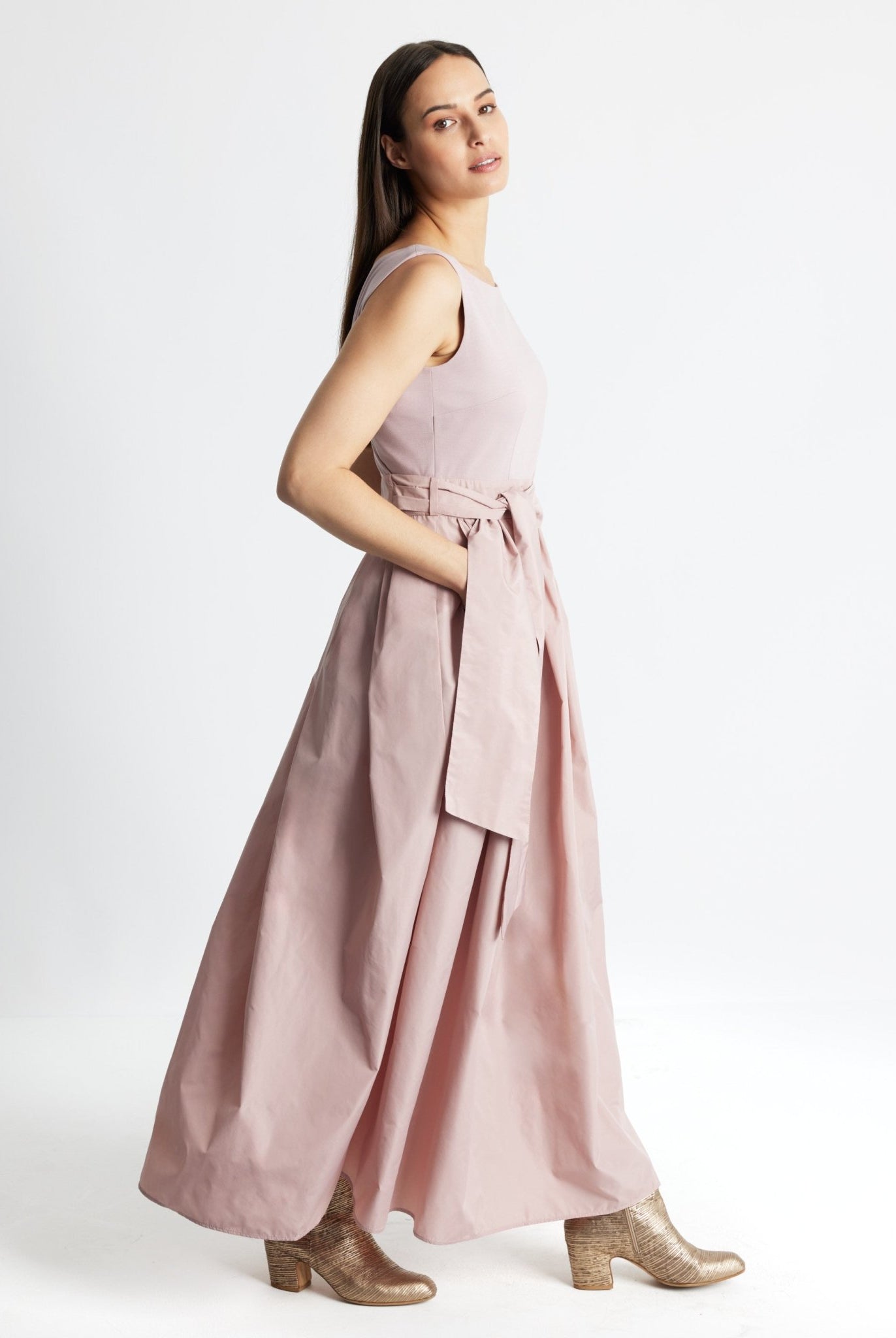 Langes Kleid SELONGIA im Patch aus Viskosejersey und Taft - FOX'S-Fashion