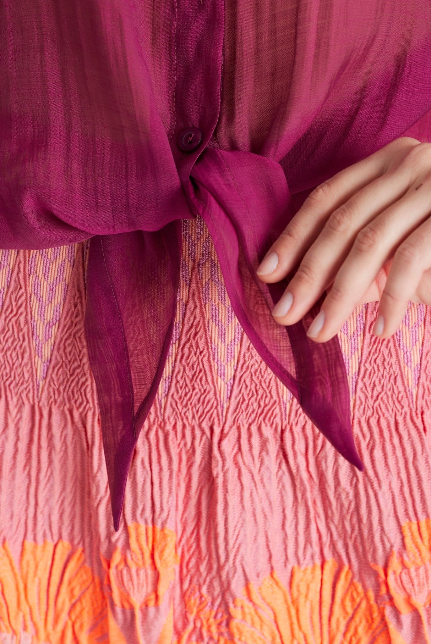 Legere Bluse NEVONA aus Tencel - Mix mit Bindedetail - FOX'S - Fashion