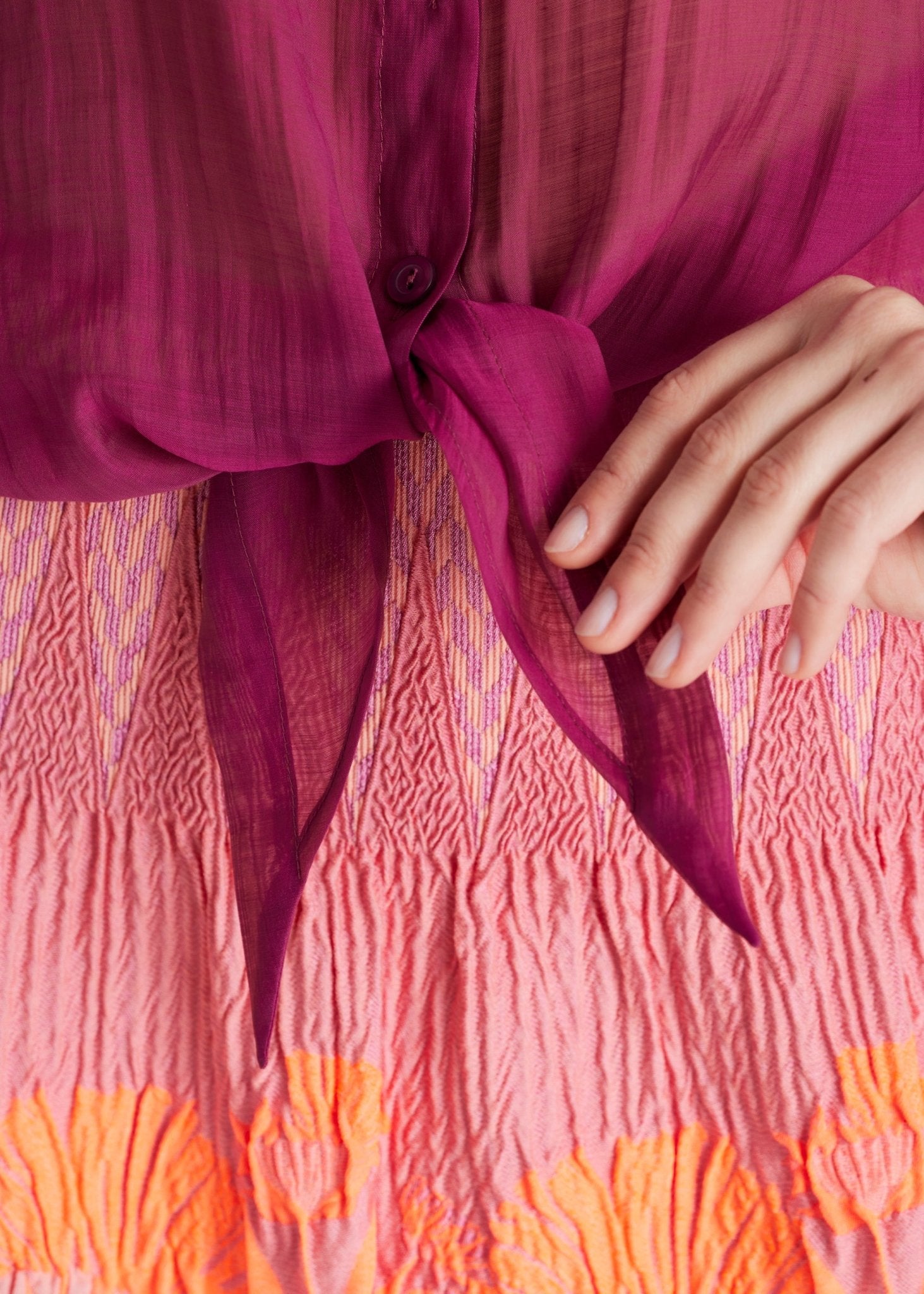 Legere Bluse NEVONA aus Tencel - Mix mit Bindedetail - FOX'S - Fashion