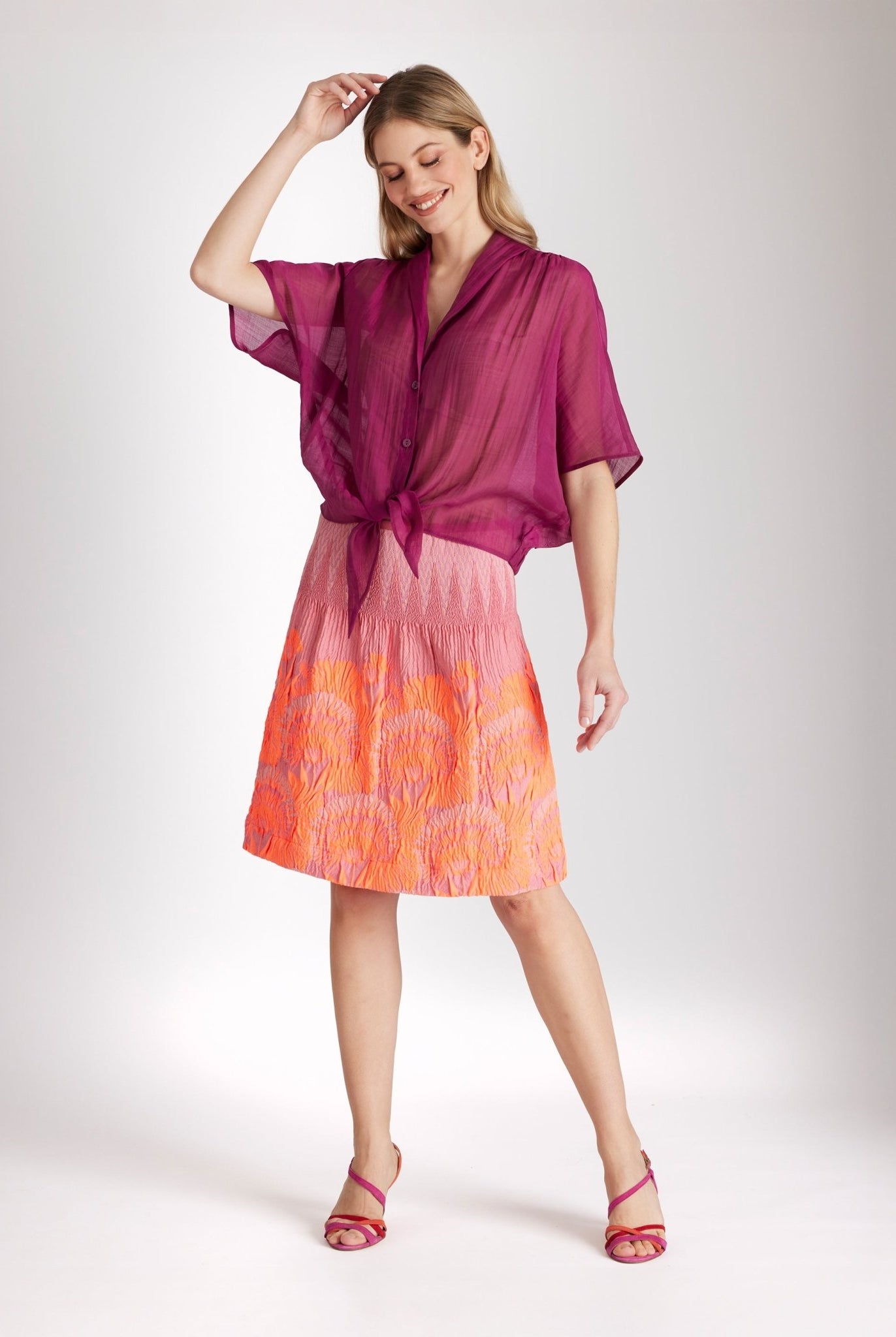 Legere Bluse NEVONA aus Tencel - Mix mit Bindedetail - FOX'S - Fashion