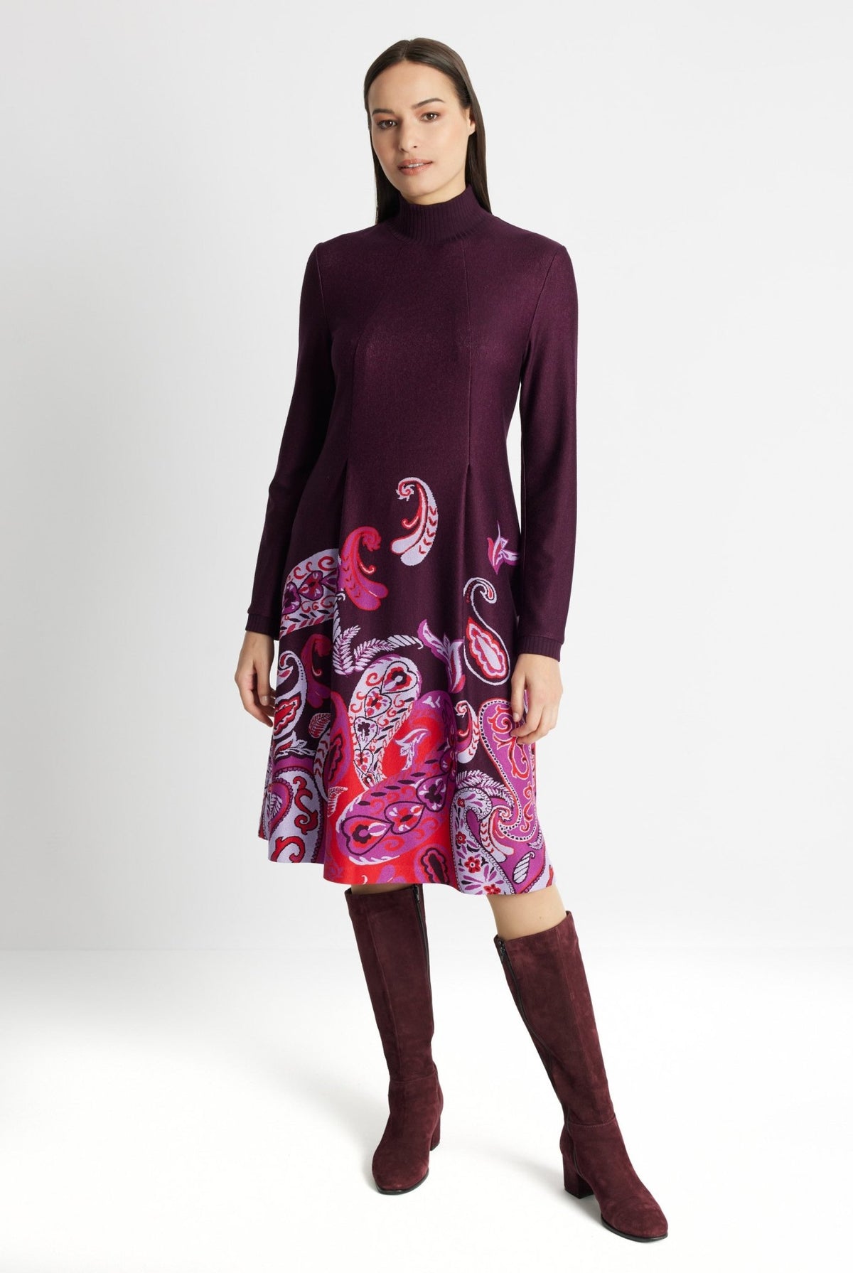 Midi-Kleid YIQUINA aus Feinstrickjersey in A-Linie - FOX'S-Fashion