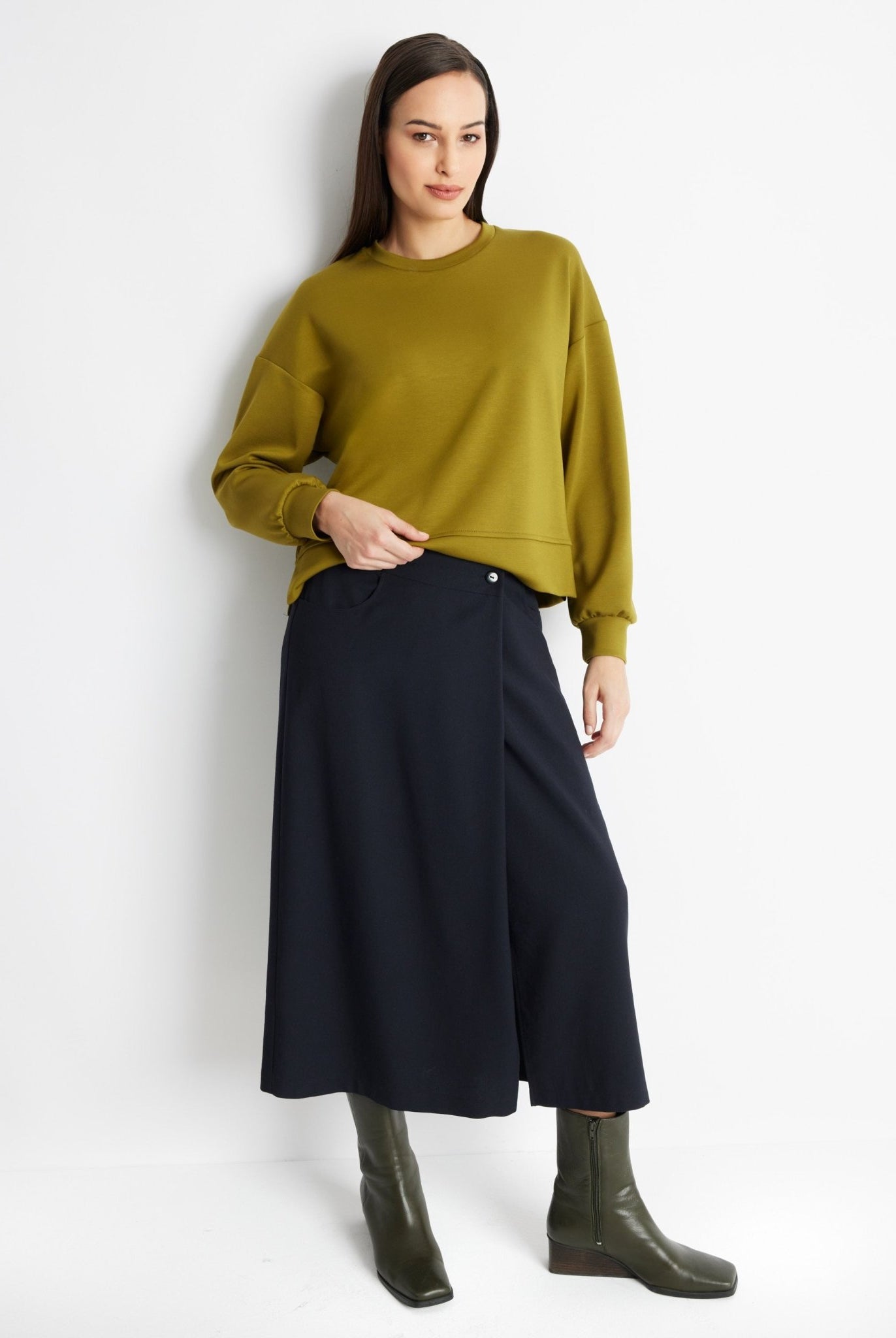 Midi-Rock AJERO aus Viskose-Mix in A-Linie - FOX'S-Fashion
