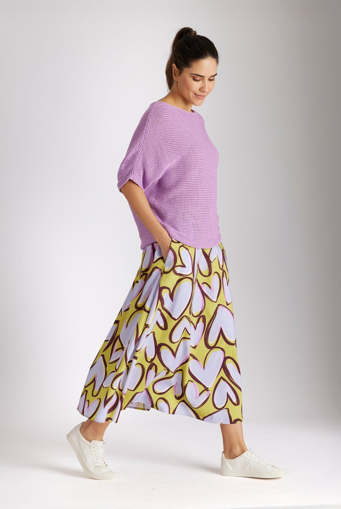 Midi - Rock QUANORO aus Viskose - Baumwoll - Mix in A - Linie - FOX'S - Fashion