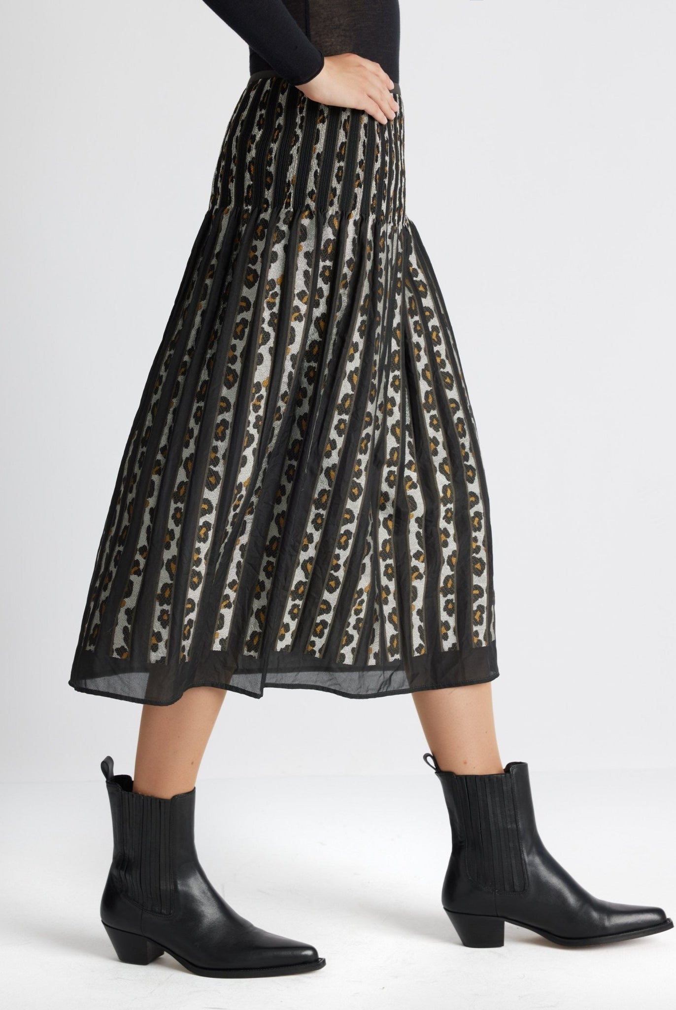One Size Rock LEOPARO-W aus Viskose-Mix in Midi-Länge - FOX'S-Fashion