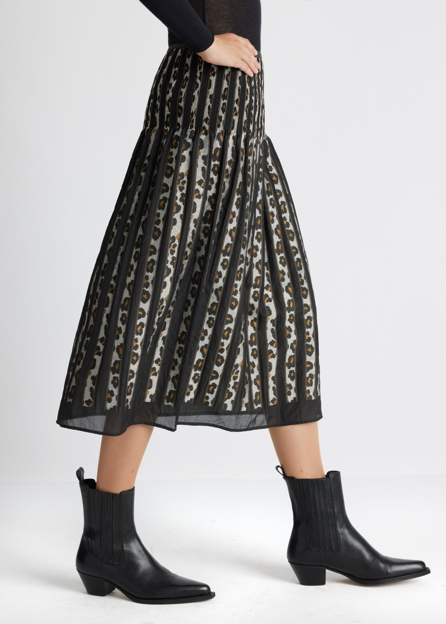 One Size Rock LEOPARO-W aus Viskose-Mix in Midi-Länge - FOX'S-Fashion
