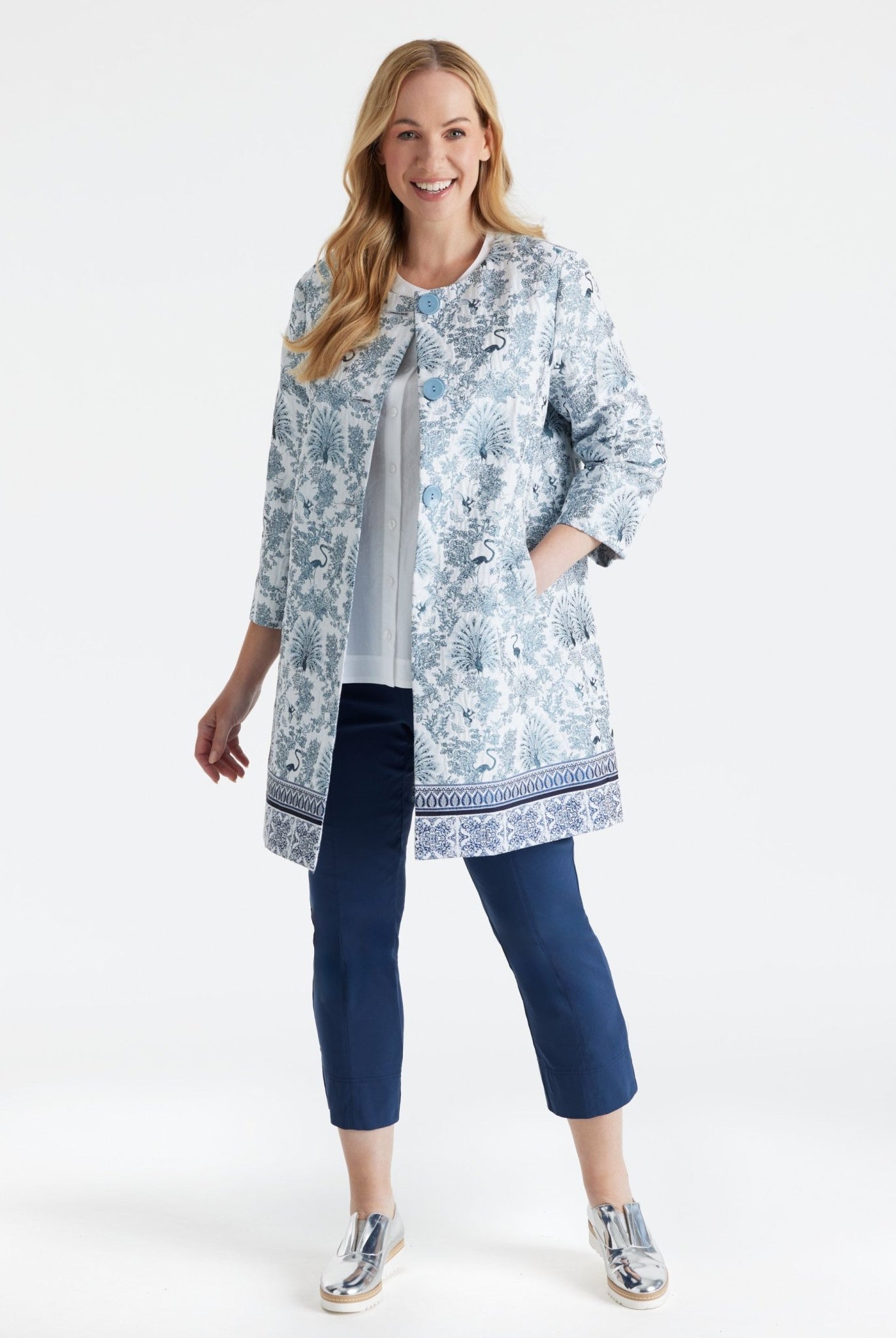 Schmale 7/8 - Hose MESSINI aus Baumwollmix mit Stretch - FOX'S - Fashion