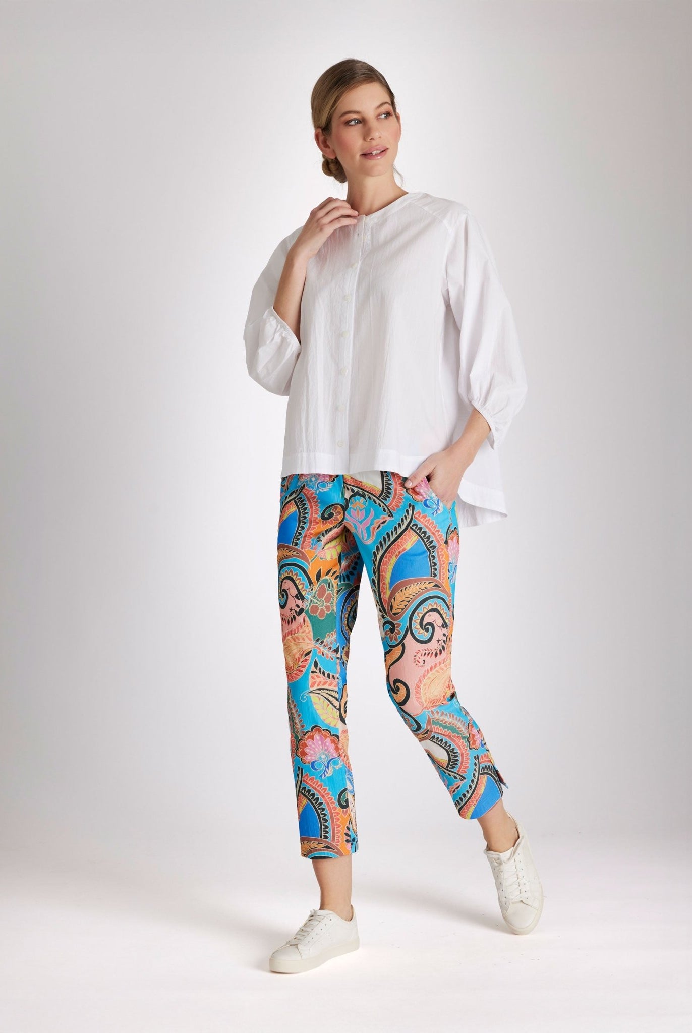 Schmale 7/8 - Hose USTRADI aus Bio - Baumwolle mit Stretch - FOX'S - Fashion