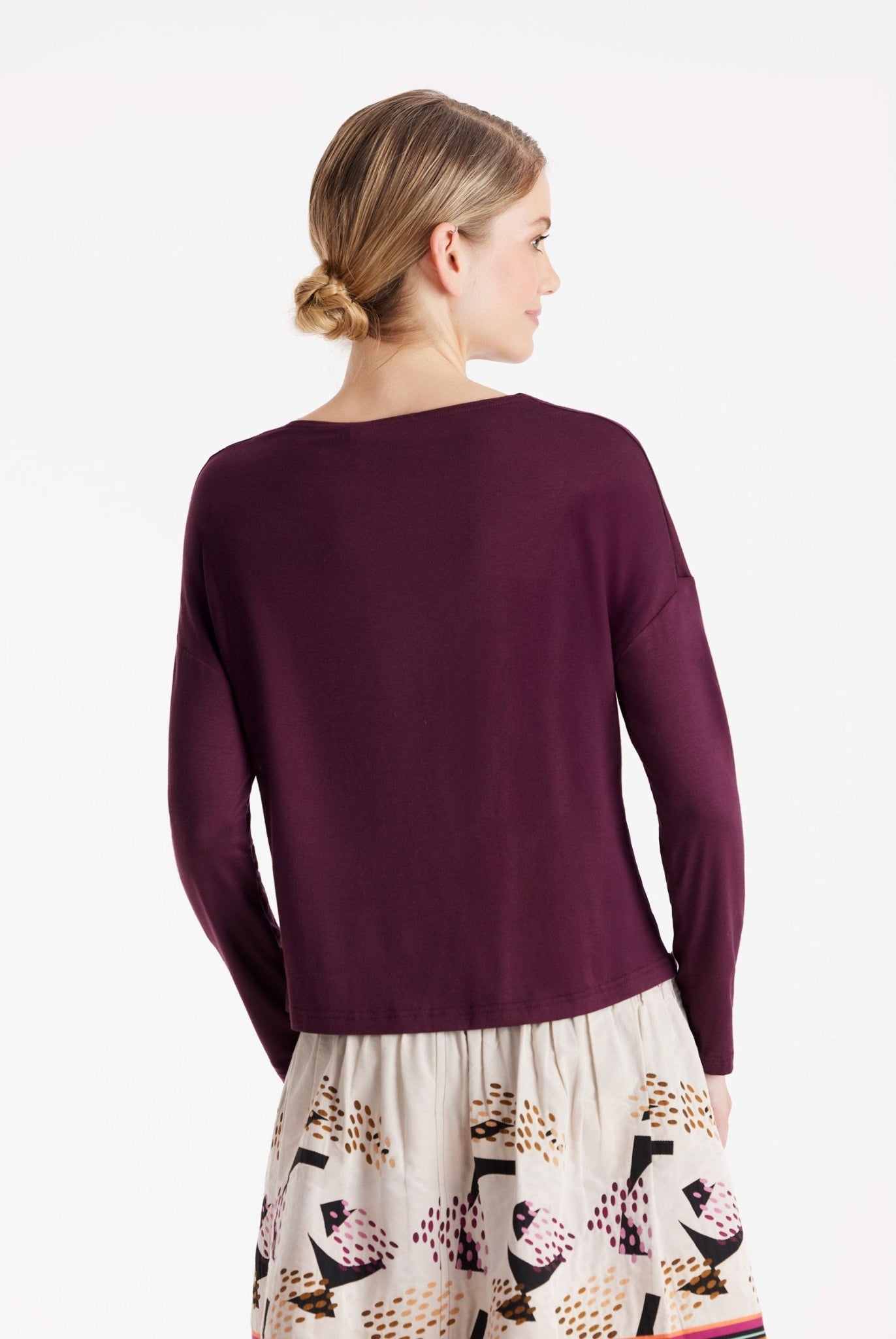 Shirt CISQUIT mit Wasserfallausschnitt und langen Armen in Rot