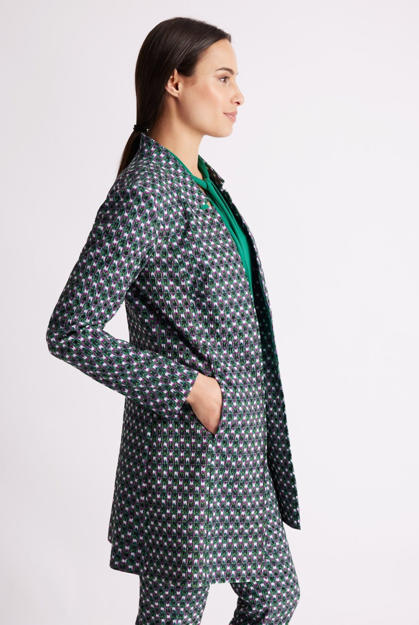 Taillierter Longblazer ESKAJA aus Viskose-Mix mit Reißverschluss - FOX'S-Fashion