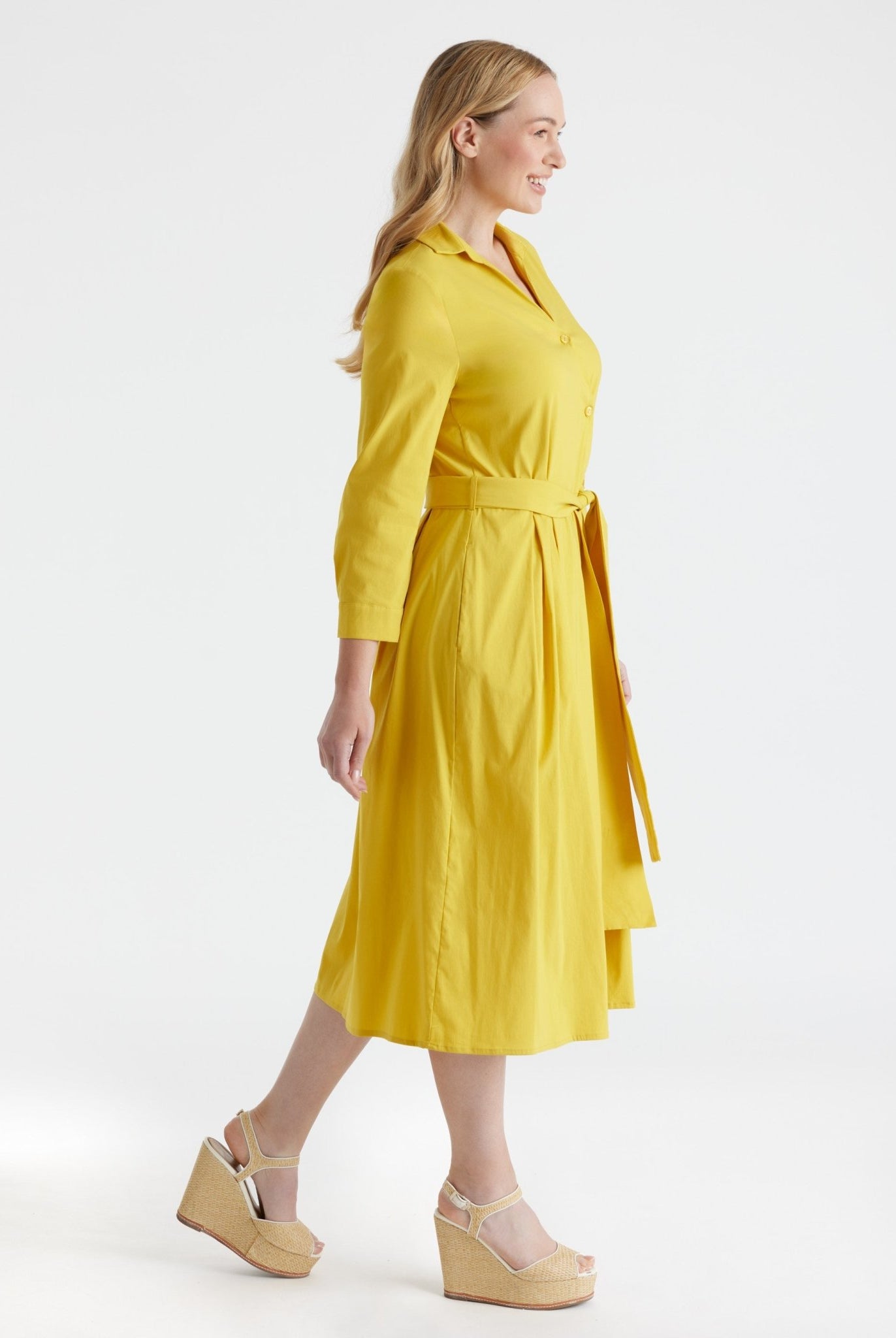 Tailliertes Hemdblusenkleid MYLADJA aus Baumwollmix mit Stretch - FOX'S - Fashion