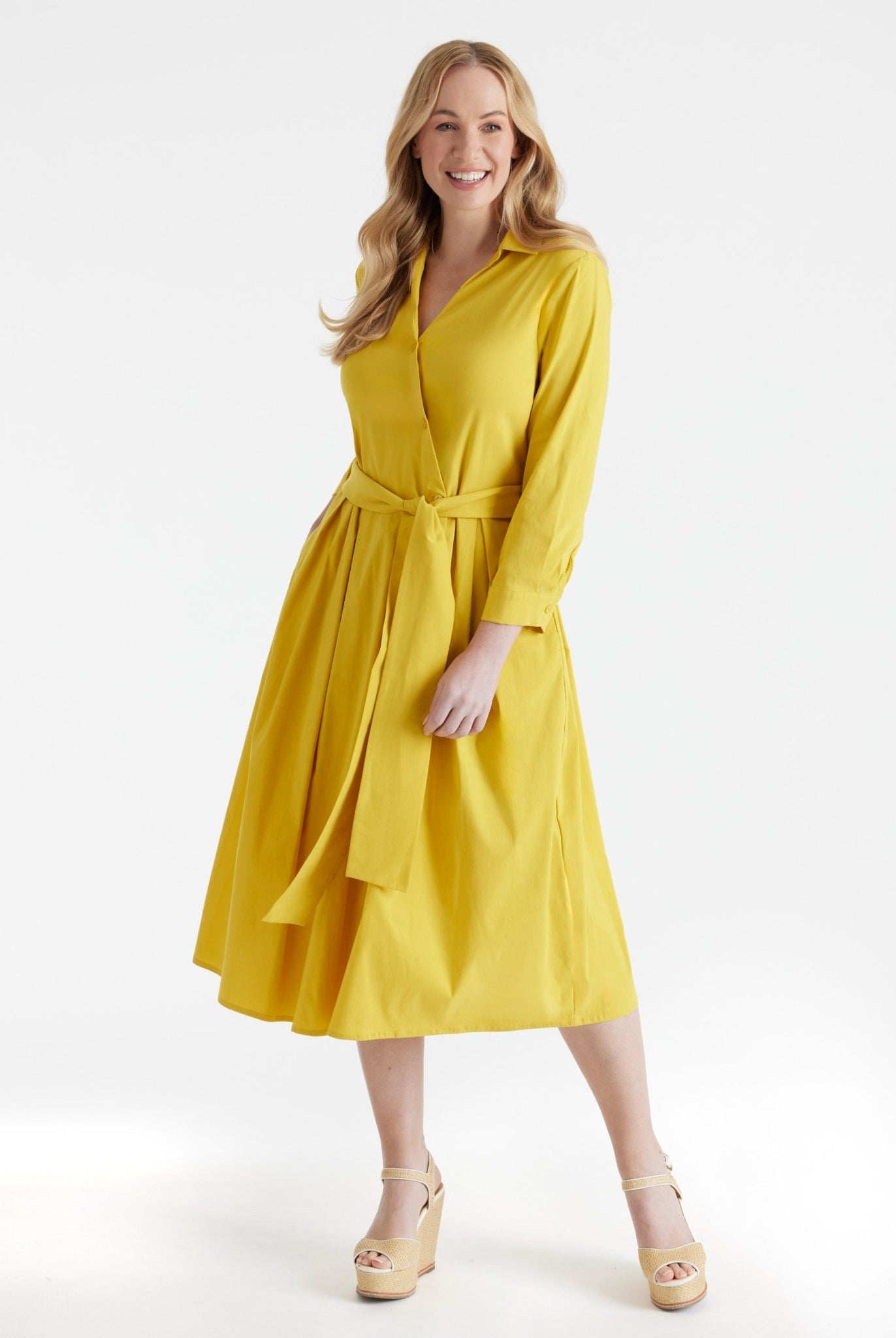 Tailliertes Hemdblusenkleid MYLADJA aus Baumwollmix mit Stretch - FOX'S - Fashion