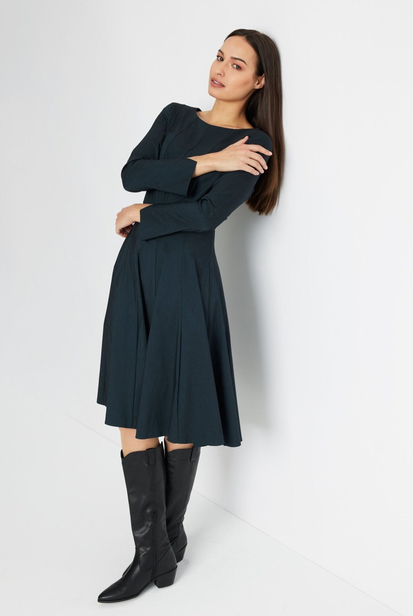 Tailliertes Midi-Kleid JEBIZA aus Viskose-Mix - FOX'S-Fashion