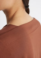 Gerades Shirt CESONTA mit geradem Ausschnitt und langen Ärmeln in Hellbraun