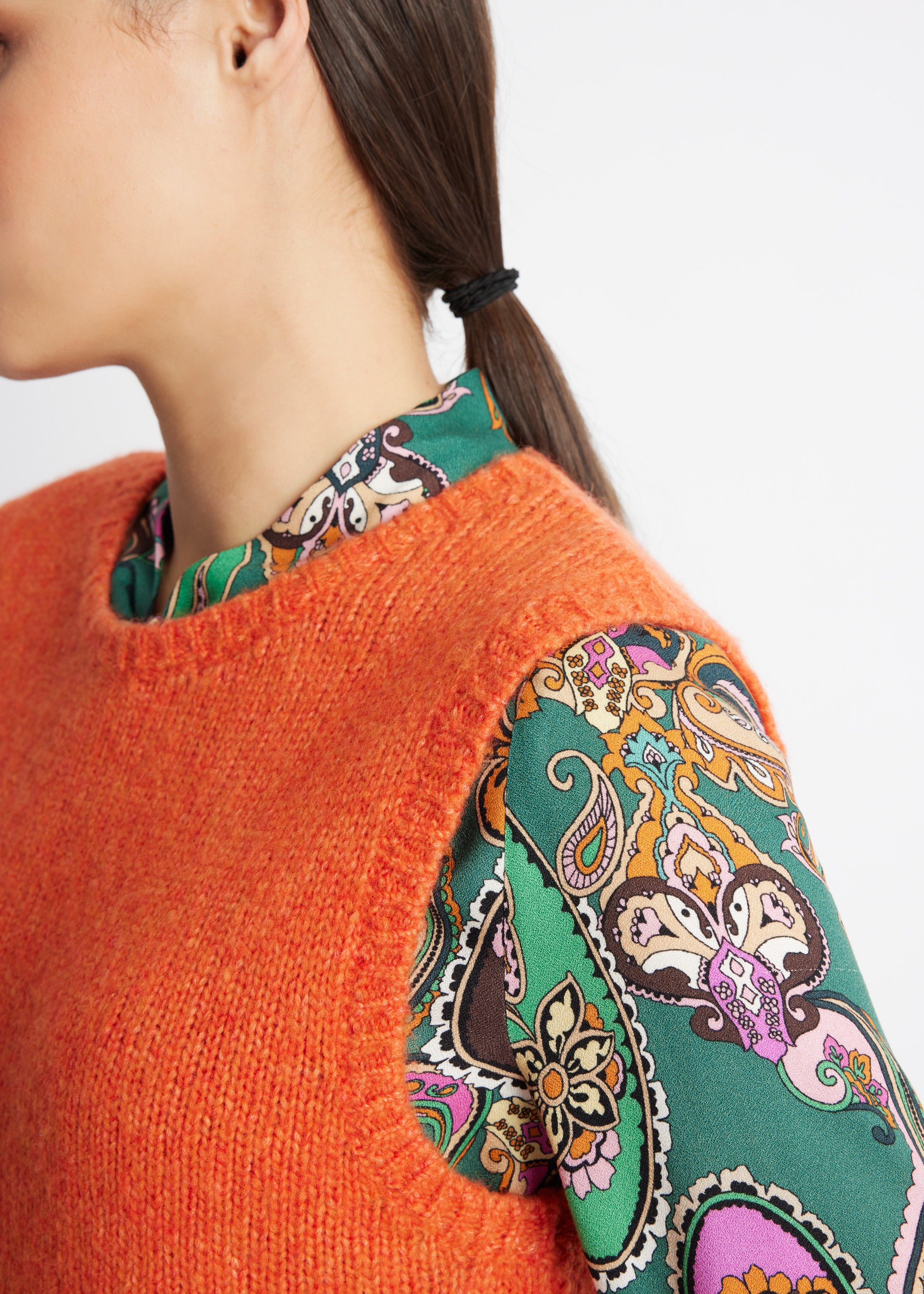 Legerer Strickpullunder DEPULI mit Rundhalsausschnitt in Orange