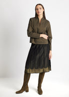 One Size Rock LEPLIRO-W in Midi-Länge mit Gummibund in Khaki