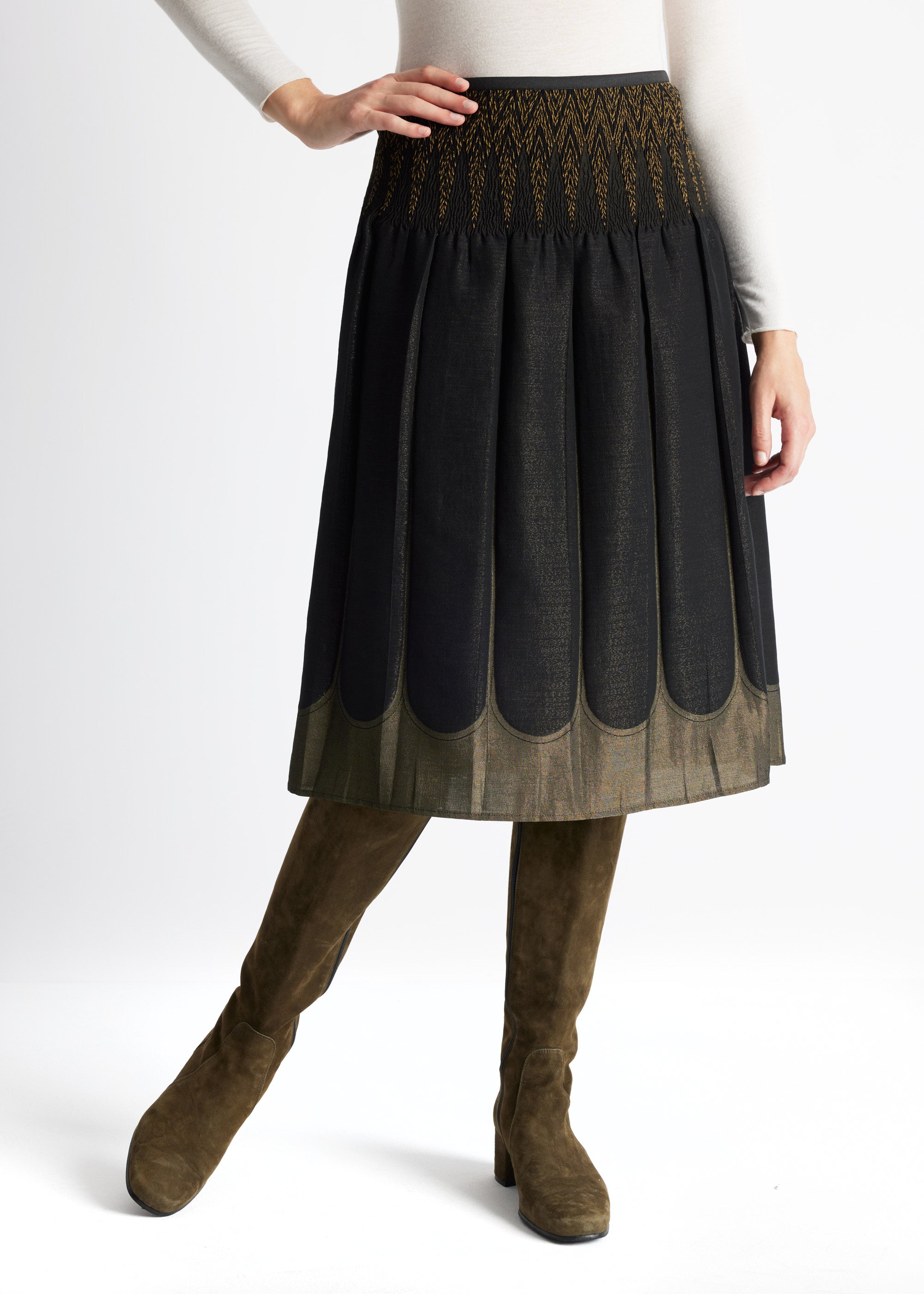 One Size Rock LEPLIRO-W in Midi-Länge mit Gummibund in Khaki