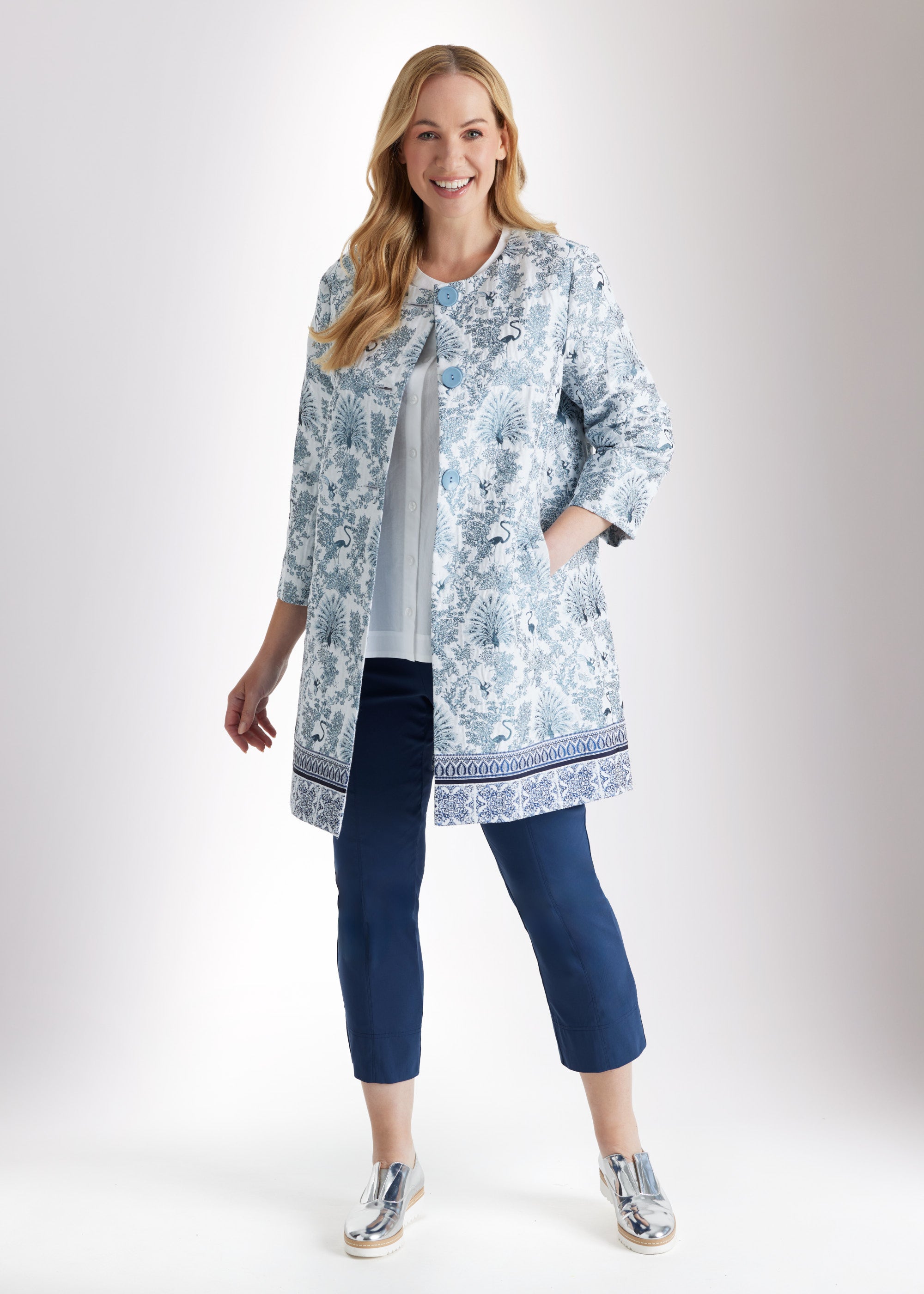 Schmale 7/8 - Hose MESSINI aus Baumwollmix mit Stretch - FOX'S - Fashion