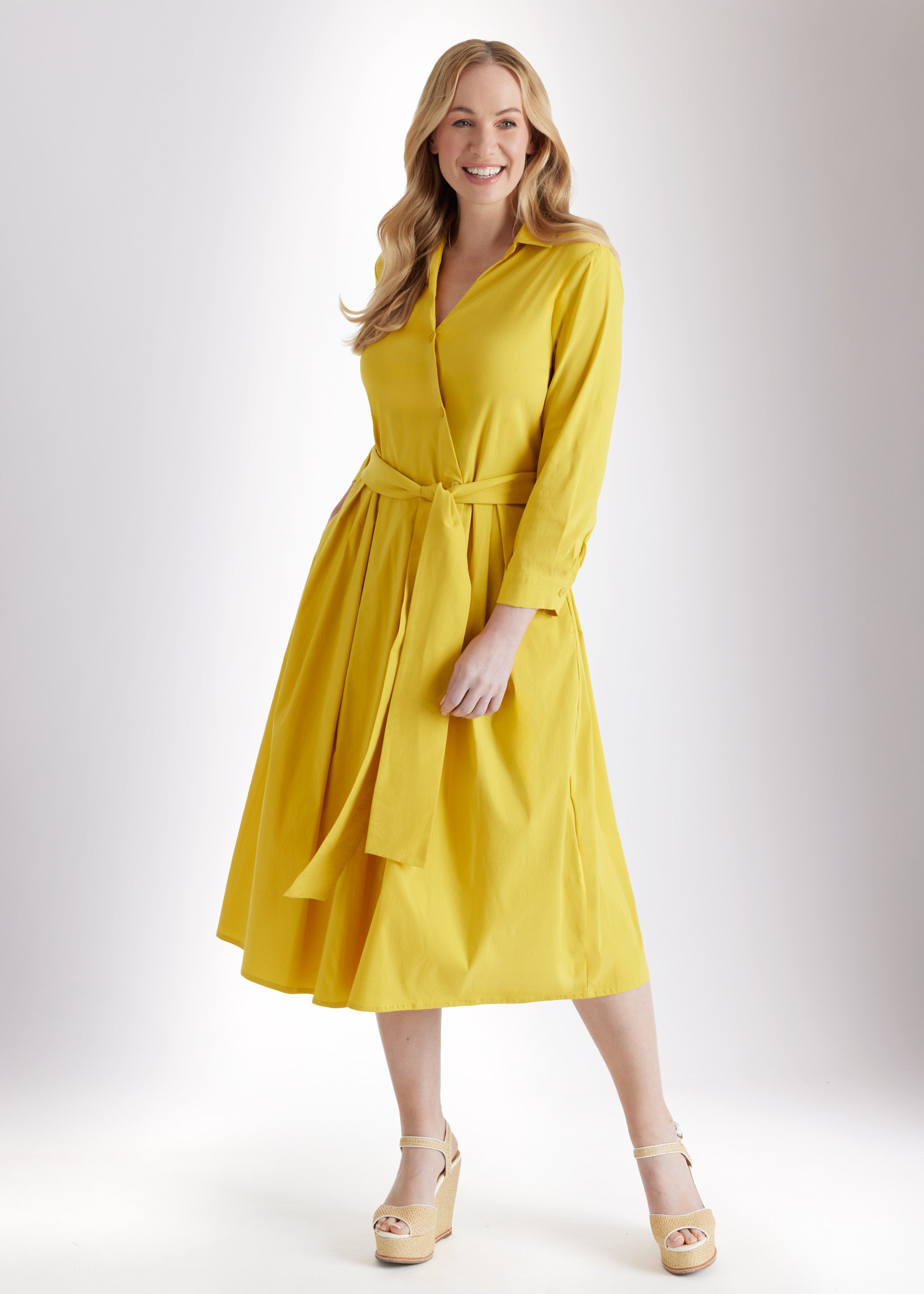 Tailliertes Hemdblusenkleid MYLADJA aus Baumwollmix mit Stretch - FOX'S - Fashion