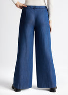 Weite Hose NAJEANS mit Knopf, Reißverschluss, Gürtelschlaufen, Eingrifftaschen und weitem Bein in Dunkelblau