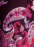 Midi-Kleid YIQUINA in A-Linie mit Stehkragen, Reißverschluss hinten, langen Ärmeln und Muster in Lila
