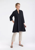 Ausgestelltes Kleid MADETTE mit 3/4 - Arm und V - Ausschnitt - FOX'S - Fashion