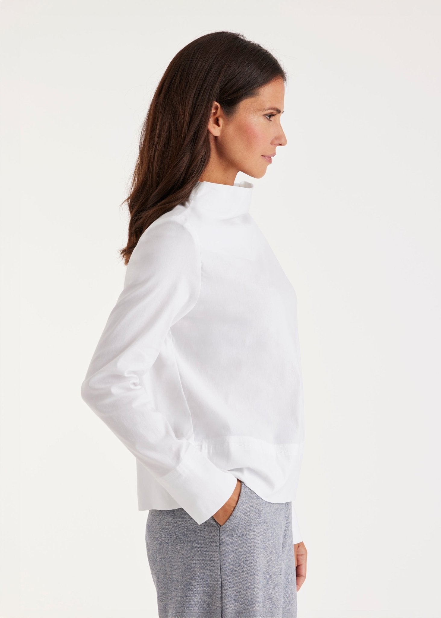 Bluse BARISCO mit Wasserfallkragen und langem Arm - FOX'S - Fashion