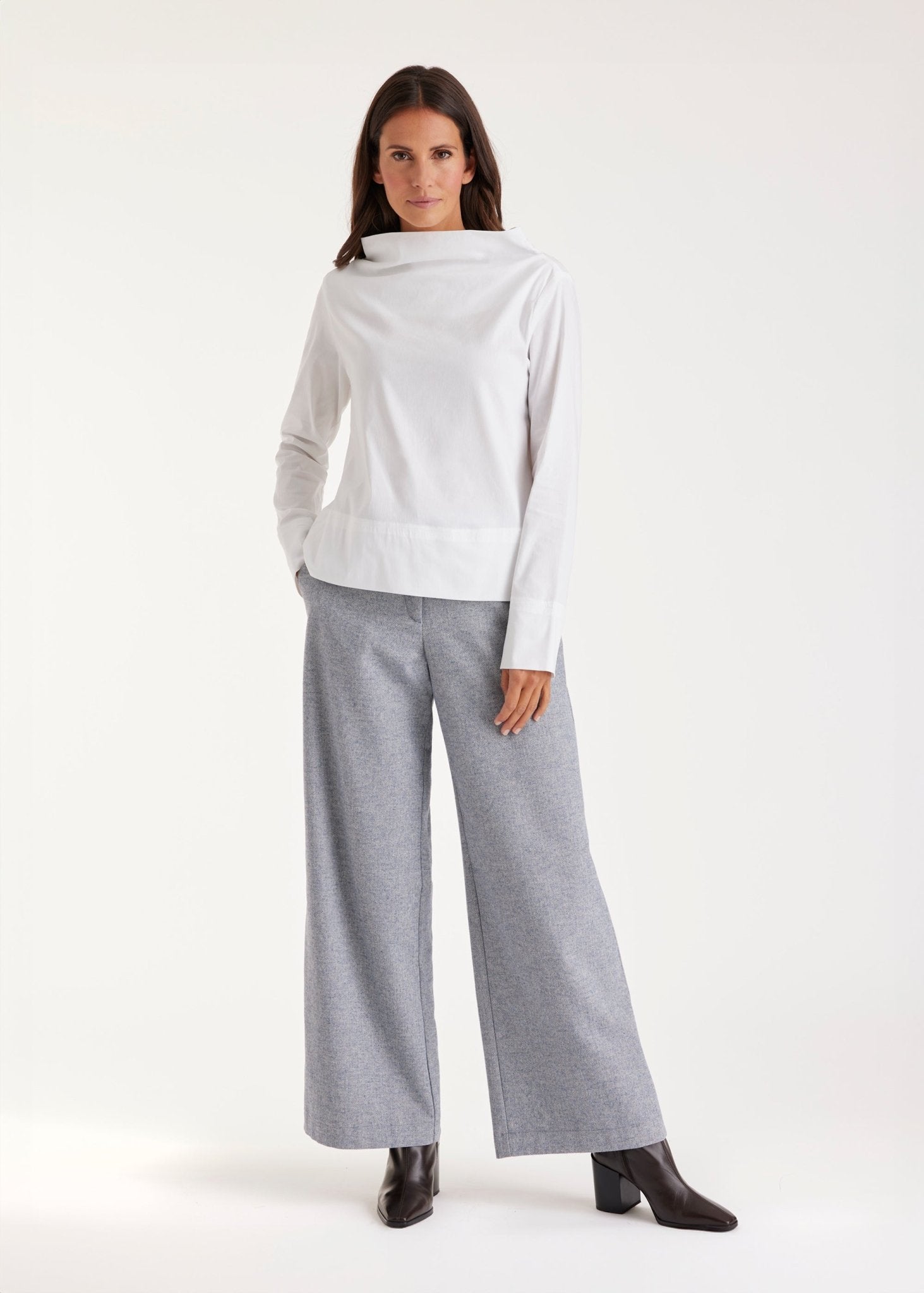 Bluse BARISCO mit Wasserfallkragen und langem Arm - FOX'S - Fashion