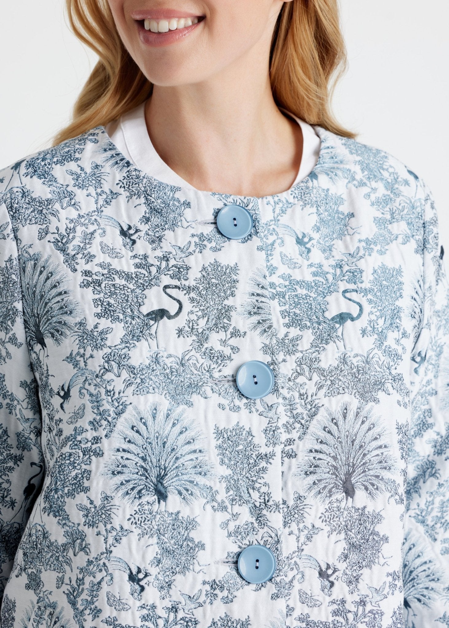 Gerade Longjacke EQUARDI in Jacquard aus Baumwollmix - FOX'S - Fashion