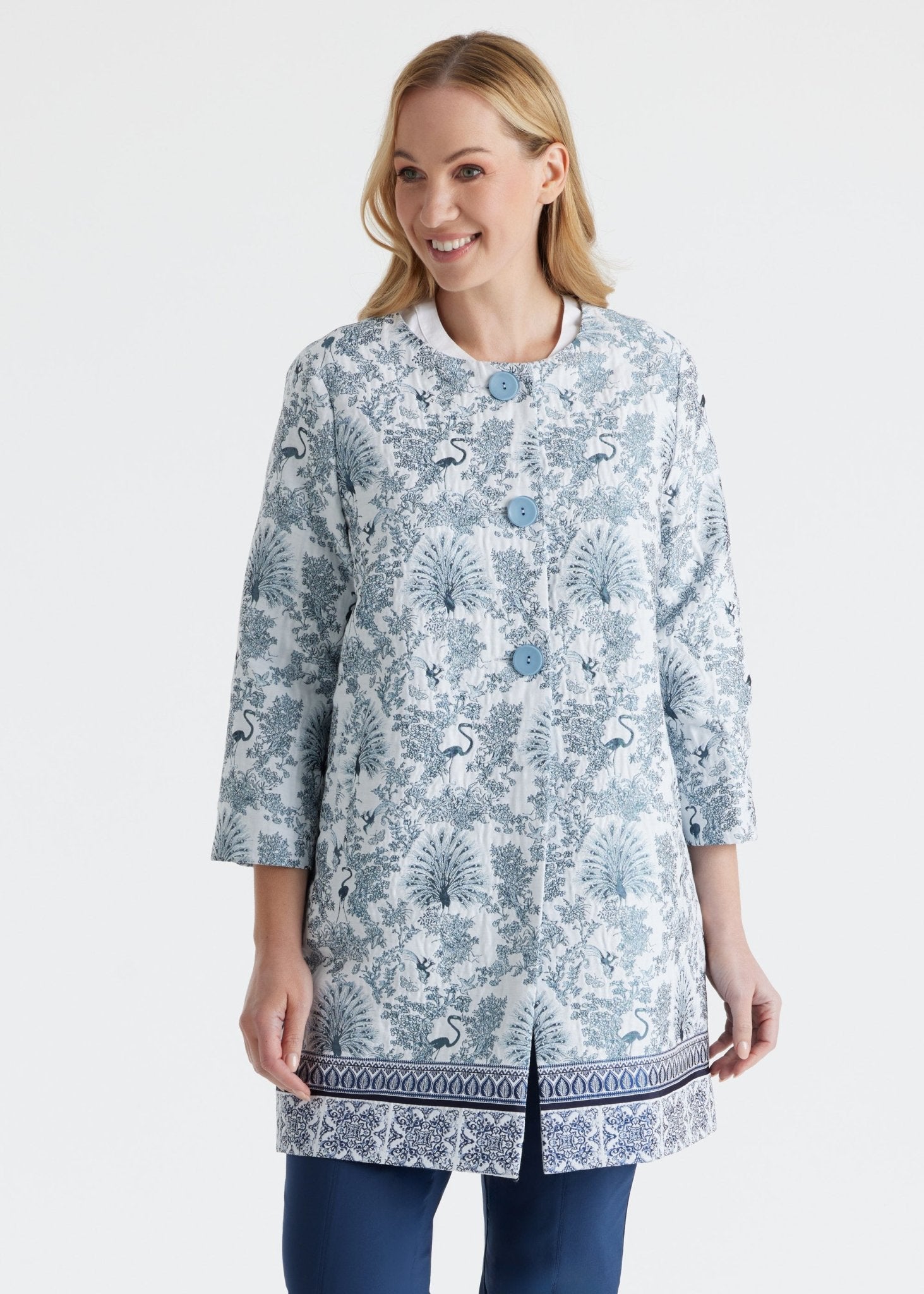 Gerade Longjacke EQUARDI in Jacquard aus Baumwollmix - FOX'S - Fashion
