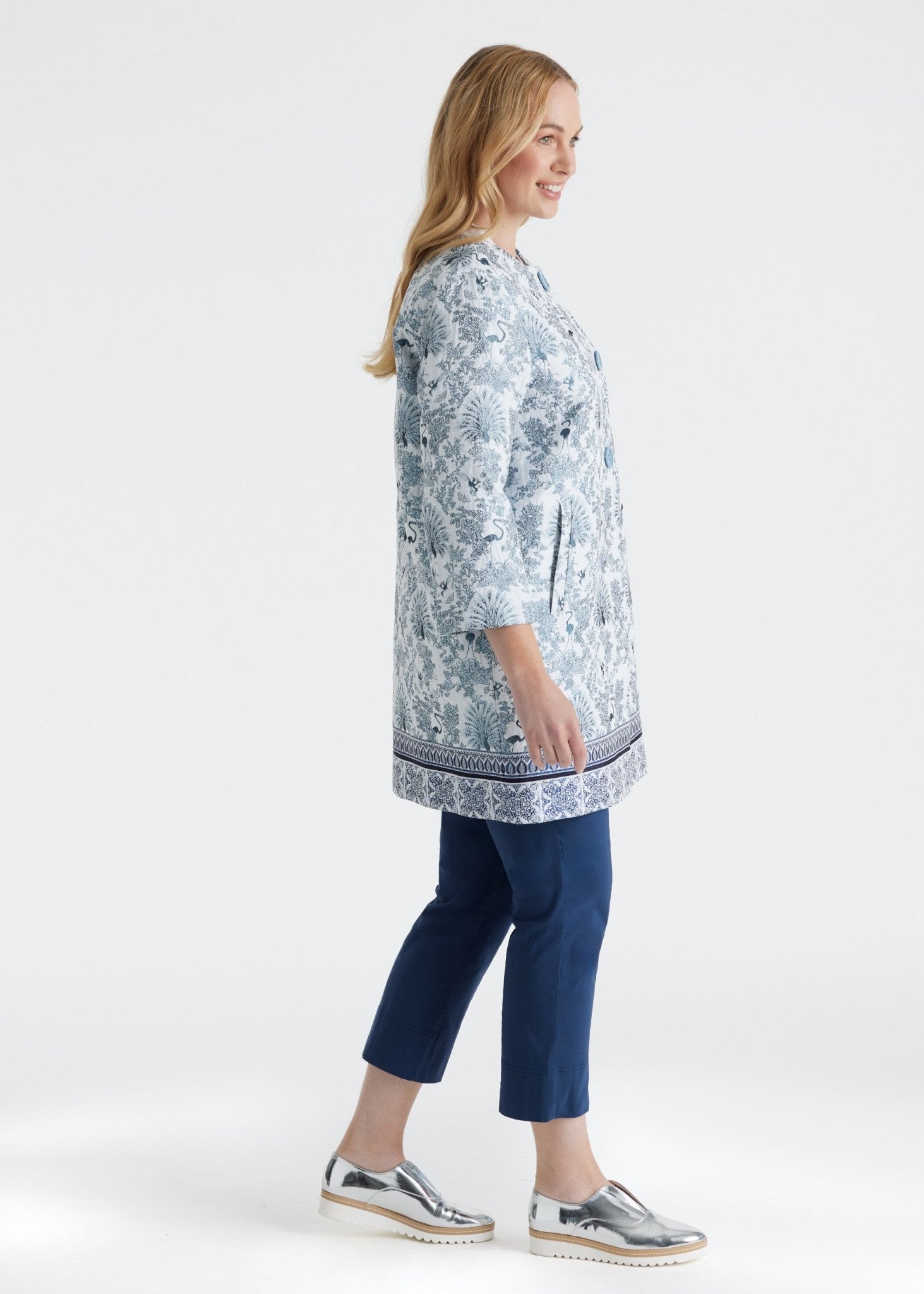 Gerade Longjacke EQUARDI in Jacquard aus Baumwollmix - FOX'S - Fashion