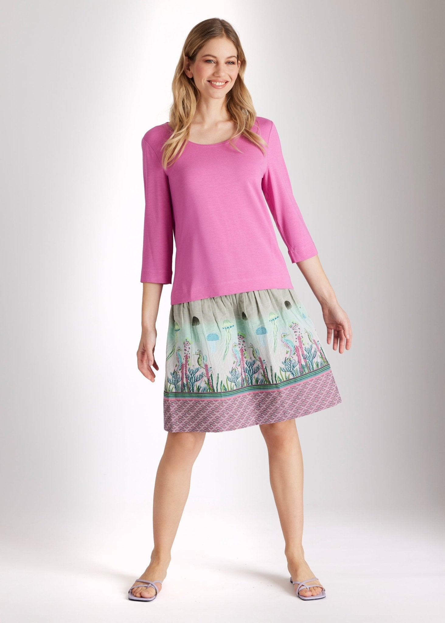 Gerades Shirt CEMONTA mit Rundhalsausschnitt und 3/4-Ärmeln in Pink