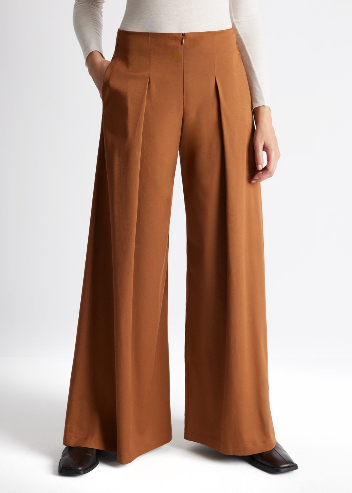 Hose QUKASEI aus glattem Viskosejersey mit weitem Bein - FOX'S-Fashion