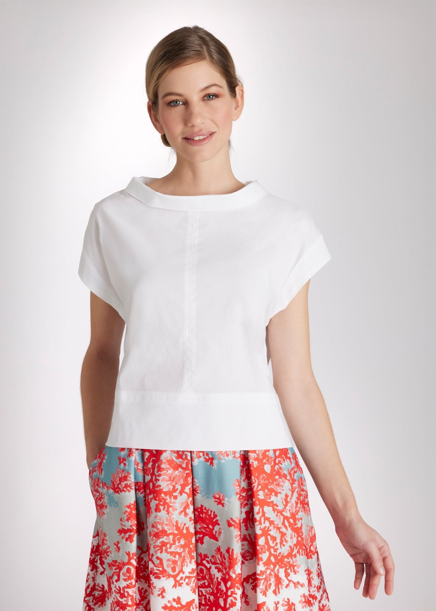 Kastige Bluse BOSOMI aus Baumwollmix mit Stretch - FOX'S - Fashion