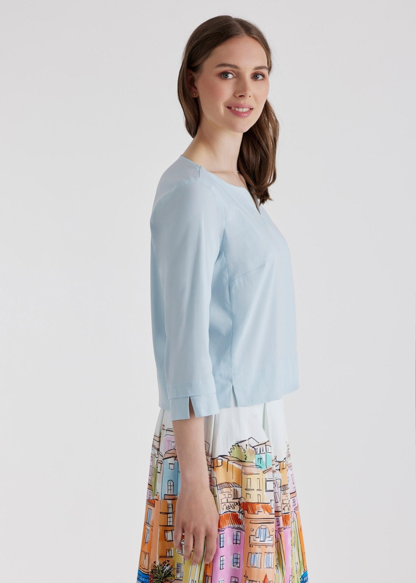 Kastige Bluse BUSHAKTY aus leichtem Baumwollmix mit Stretch - FOX'S - Fashion